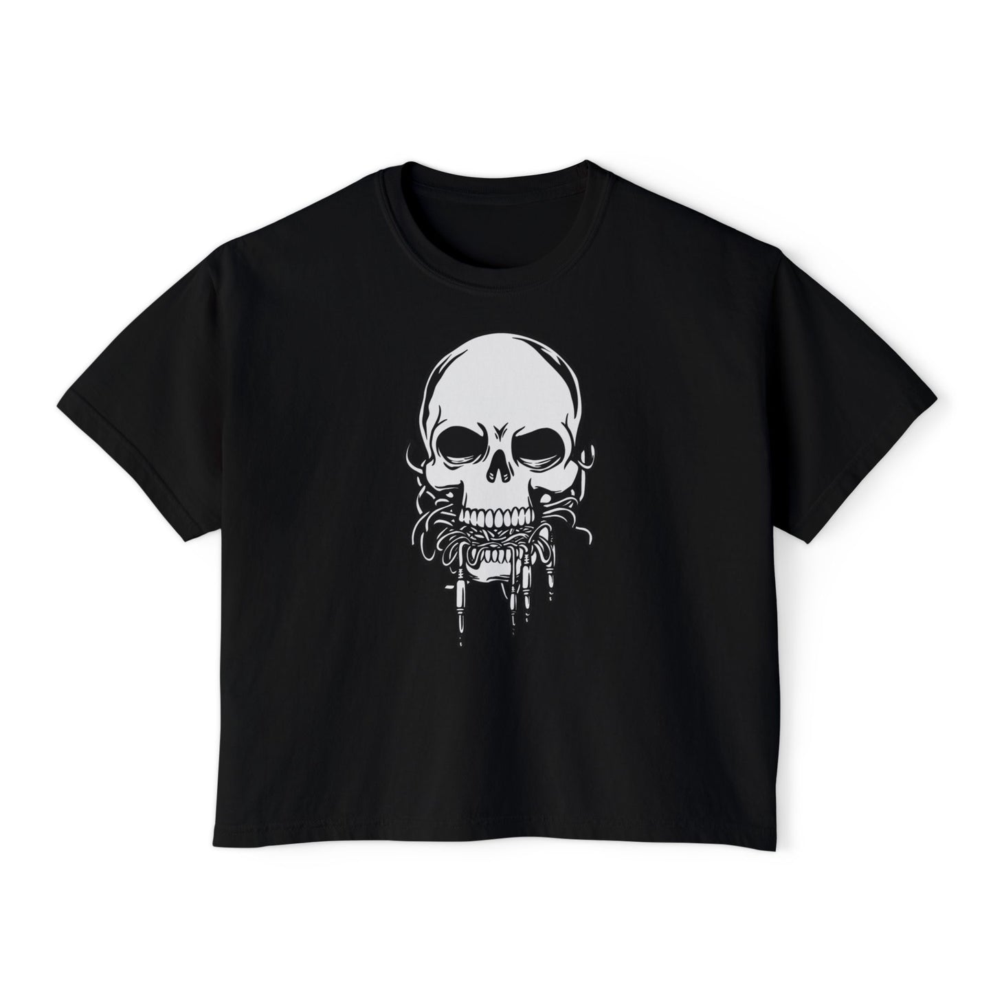 Death Musik | Boxy Crop Tee - Trendy Casual Top, Festival Wear, Streetwear, Birthday Gift, Graphic Design Tee
