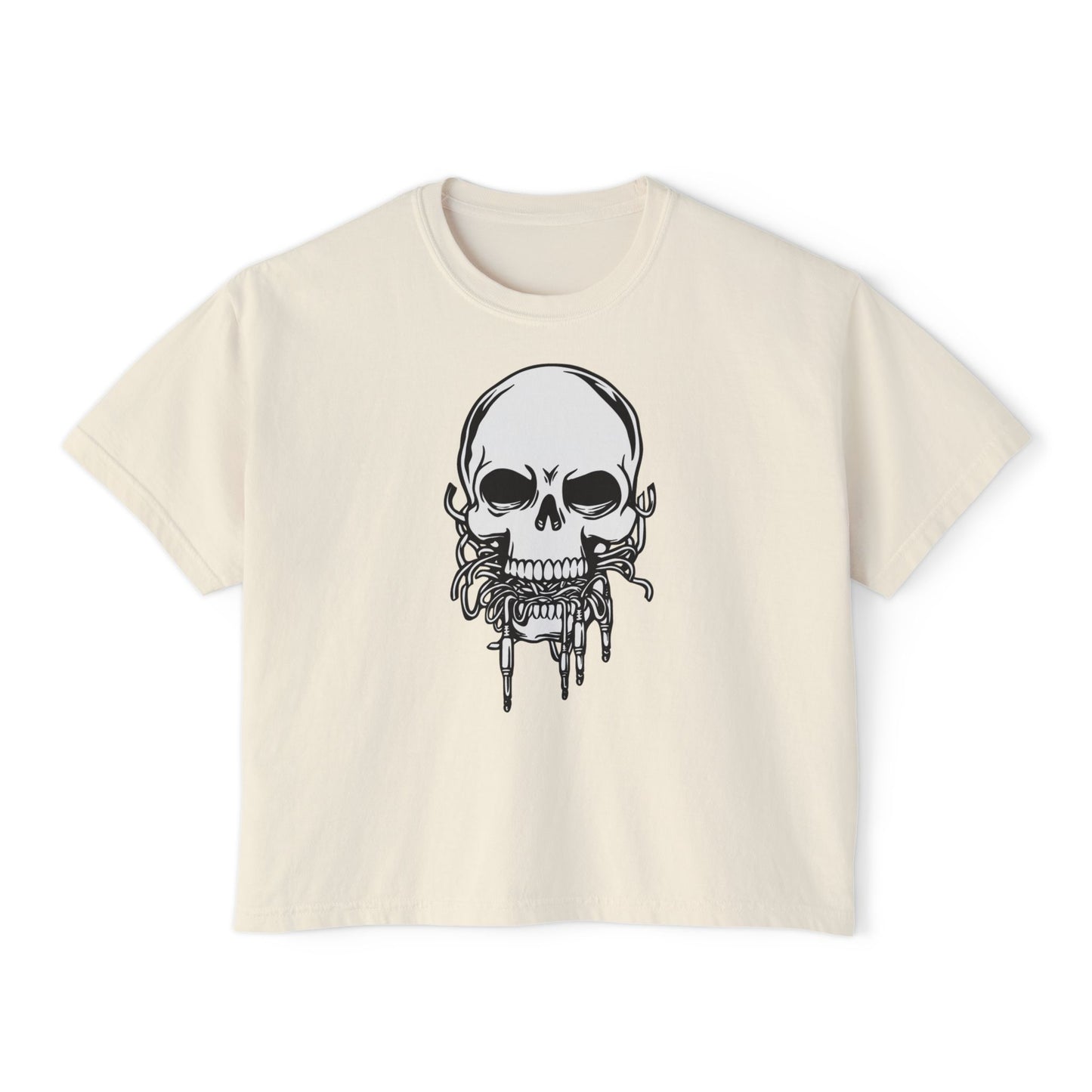 Death Musik | Boxy Crop Tee - Trendy Casual Top, Festival Wear, Streetwear, Birthday Gift, Graphic Design Tee