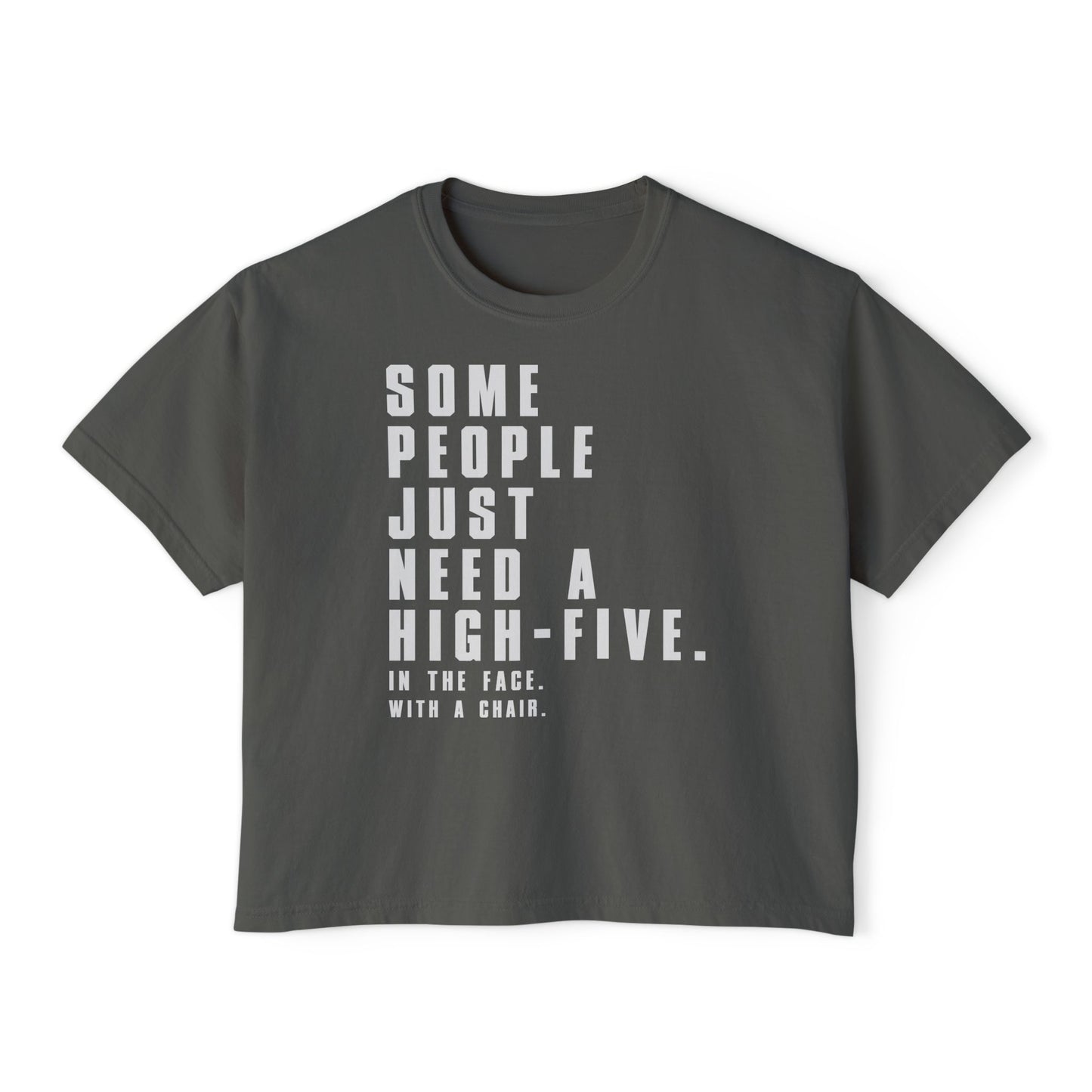 Some People Just Need A High-Five | Boxy Crop Tee - Trendy Casual Top, Festival Wear, Streetwear, Birthday Gift, Graphic Design Tee