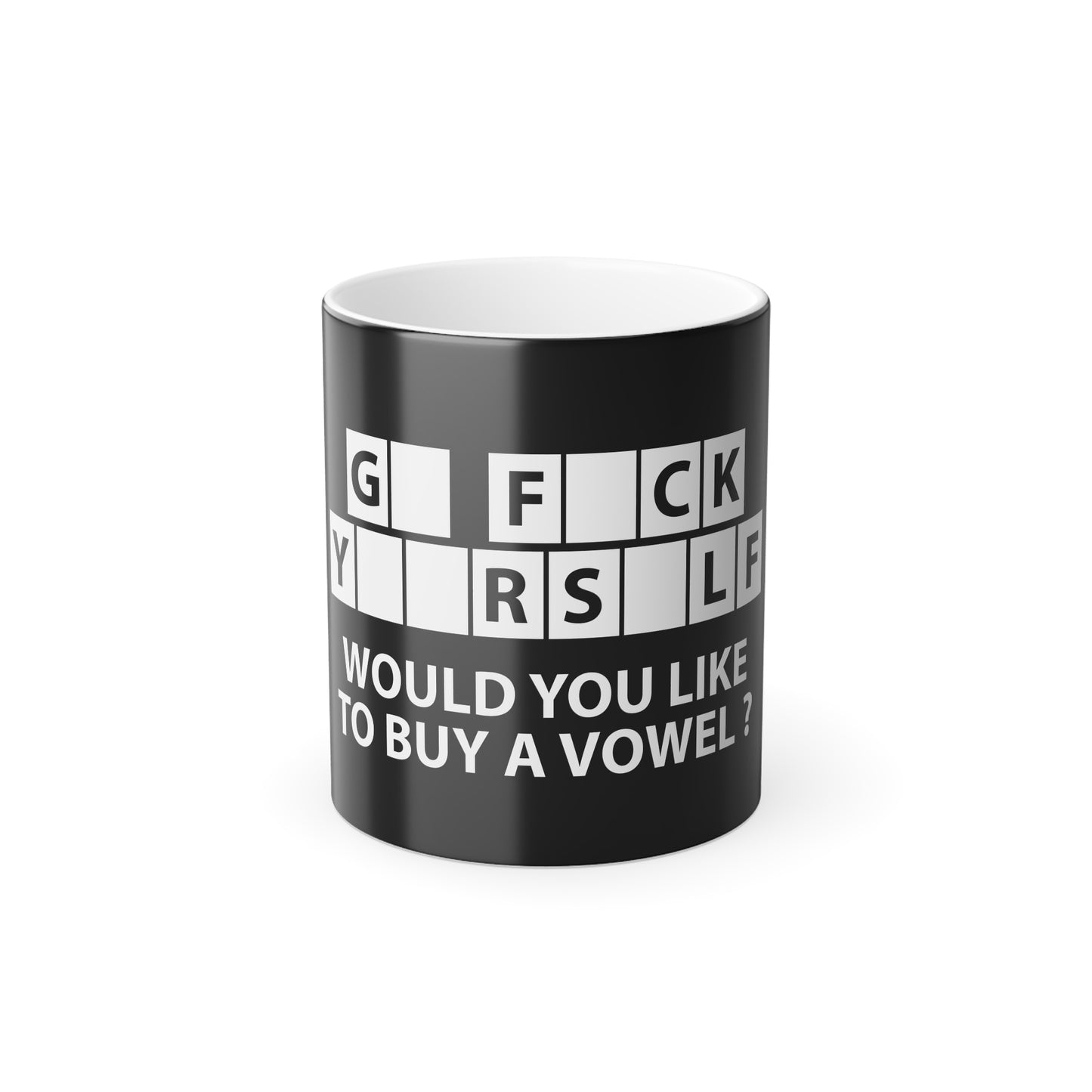 Buy A Vowel | Heat-Reactive Color Changing Mug | Unique Coffee Cup