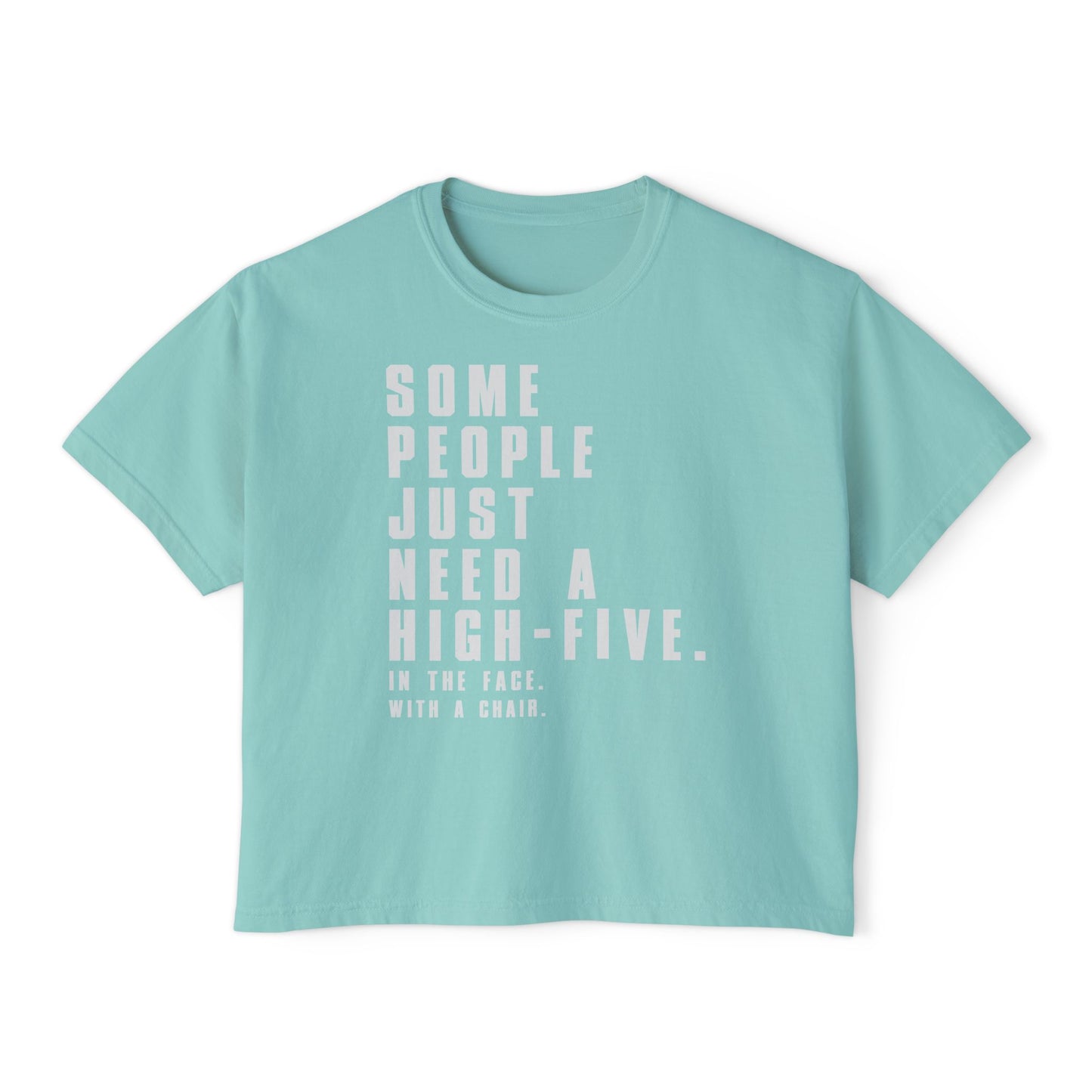 Some People Just Need A High-Five | Boxy Crop Tee - Trendy Casual Top, Festival Wear, Streetwear, Birthday Gift, Graphic Design Tee