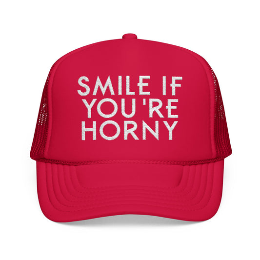 Smile If You're Horny - Embroidered 100% Polyester Hat | Funny Custom Headwear