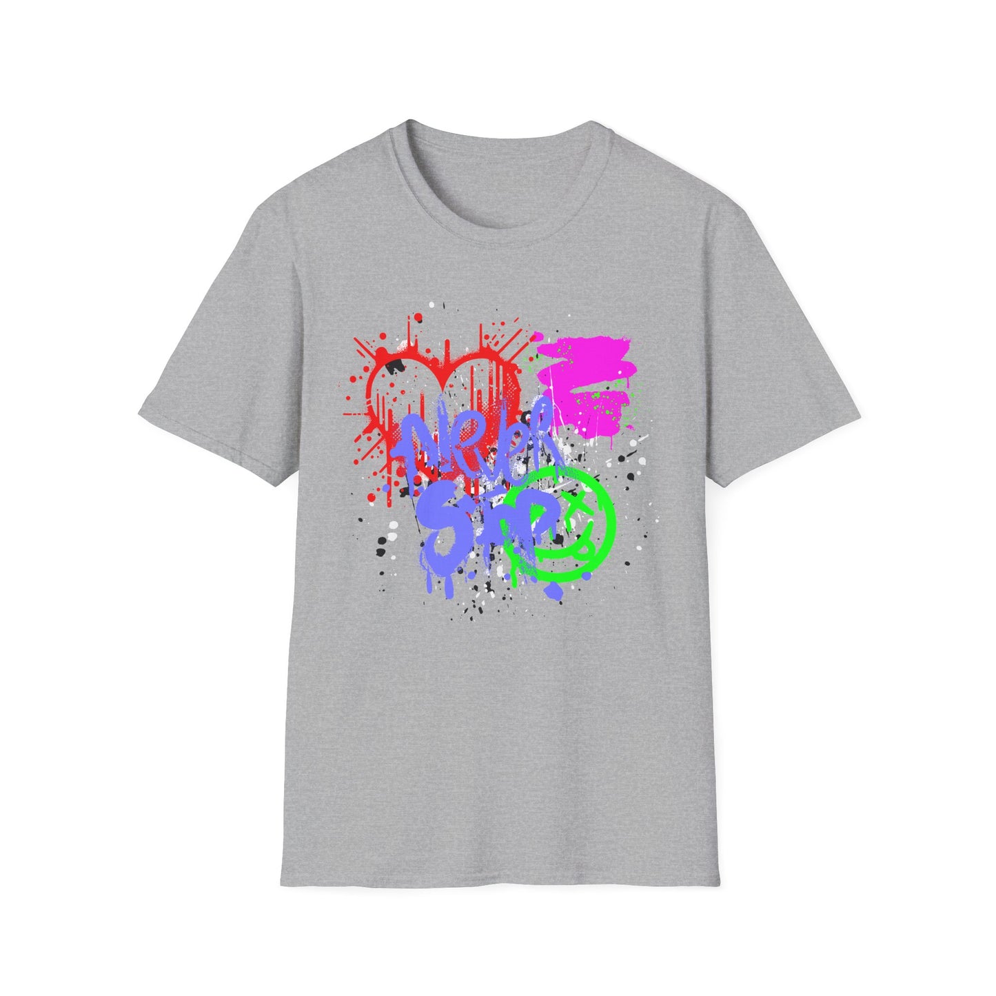 Never Stop | Colorful Kids Shirt | Cool Teen Shirt | Graffiti Fashion | Trending | Cool Design | Birthday Gift | Unisex Softstyle T-Shirt