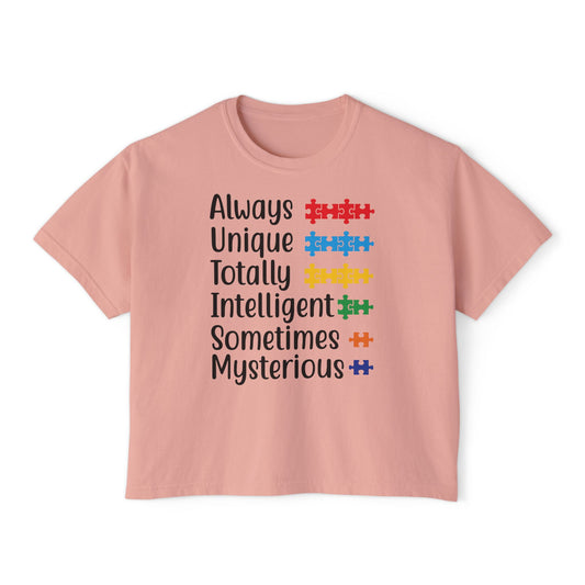 Autism | Boxy Crop Tee - Trendy Casual Top, Festival Wear, Streetwear, Birthday Gift, Graphic Design Tee