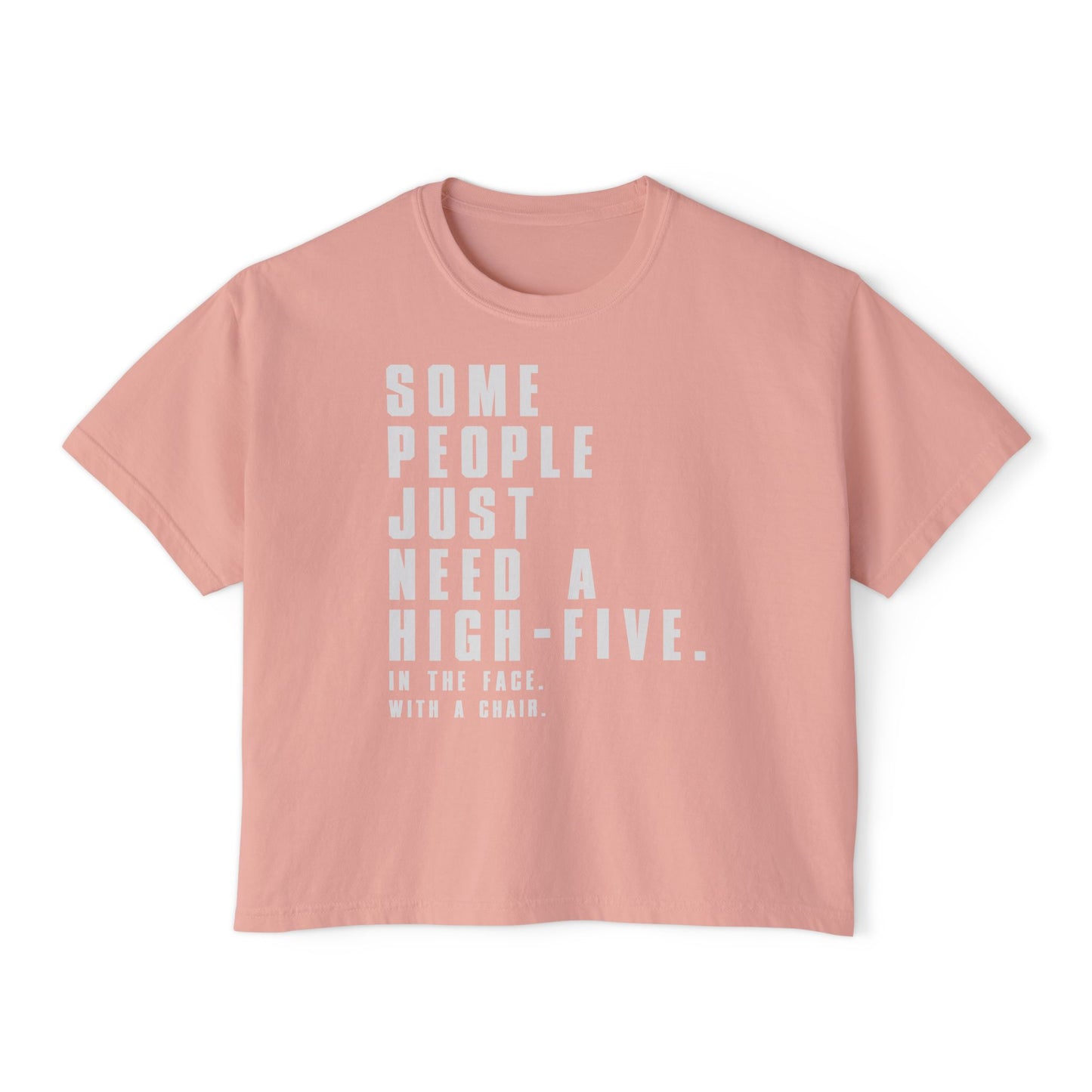Some People Just Need A High-Five | Boxy Crop Tee - Trendy Casual Top, Festival Wear, Streetwear, Birthday Gift, Graphic Design Tee