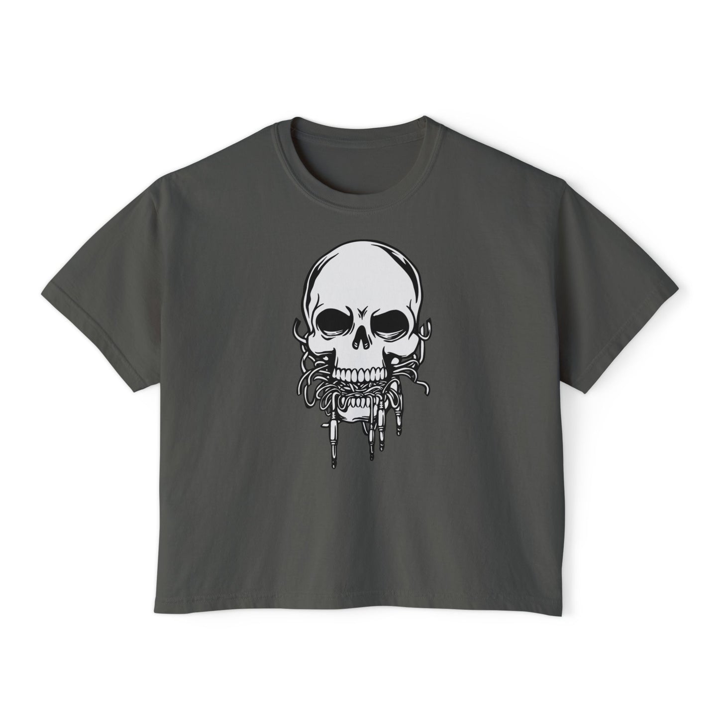 Death Musik | Boxy Crop Tee - Trendy Casual Top, Festival Wear, Streetwear, Birthday Gift, Graphic Design Tee
