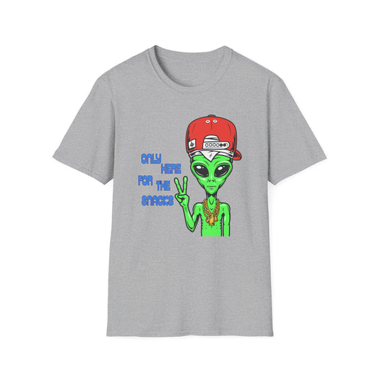Only Here For The Snacks | Funny Alien Shirt | Cool Teen Shirt | Fashion | Trending | Cool Design | Birthday Gift | Unisex Softstyle T-Shirt