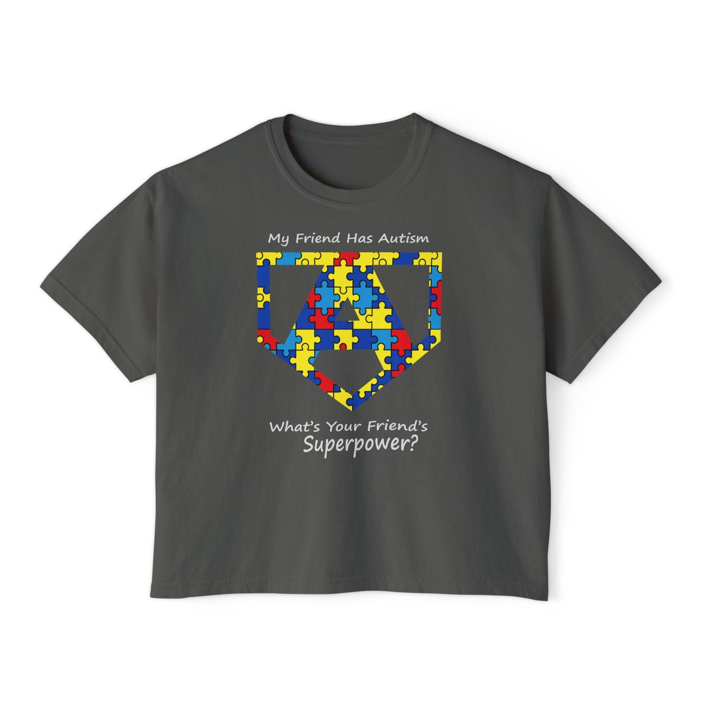 What's Your Friend's Superpower | Boxy Crop Tee - Trendy Casual Top, Festival Wear, Streetwear, Birthday Gift, Graphic Design Tee