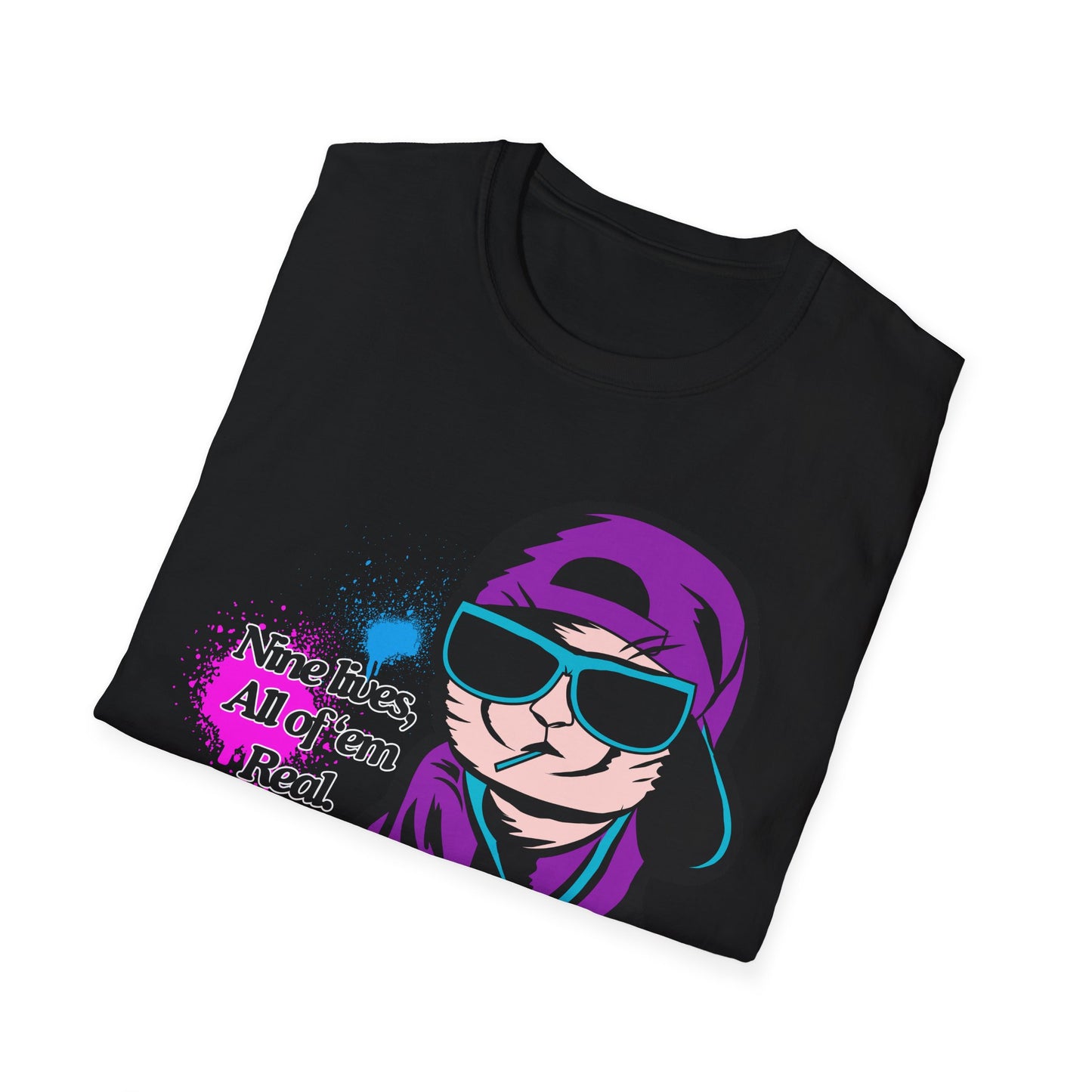 Nine Lives | Cool Cat | Adult Shirt | Teen Clothes | Cool Shirt | Funny Fashion | Trending | Birthday Gift | Unisex Softstyle T-Shirt