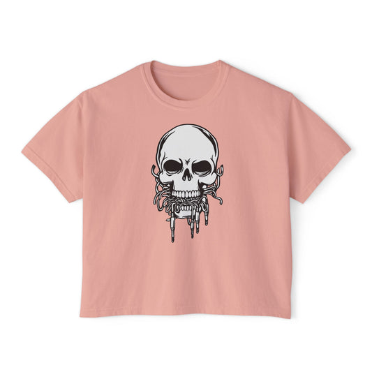 Death Musik | Boxy Crop Tee - Trendy Casual Top, Festival Wear, Streetwear, Birthday Gift, Graphic Design Tee