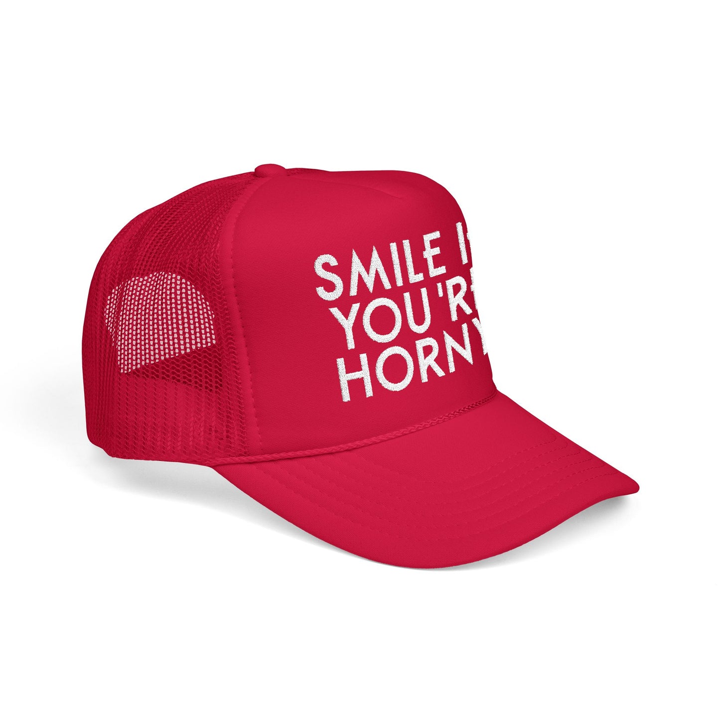 Smile If You're Horny - Embroidered 100% Polyester Hat | Funny Custom Headwear