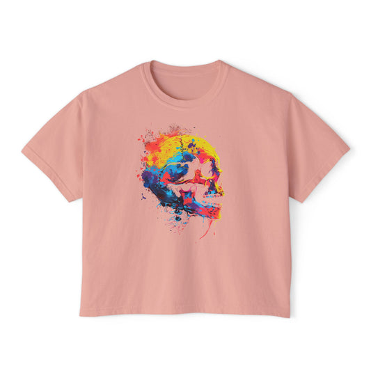 Skull Flavor | Boxy Crop Tee - Trendy Casual Top, Festival Wear, Streetwear, Birthday Gift, Graphic Design Tee