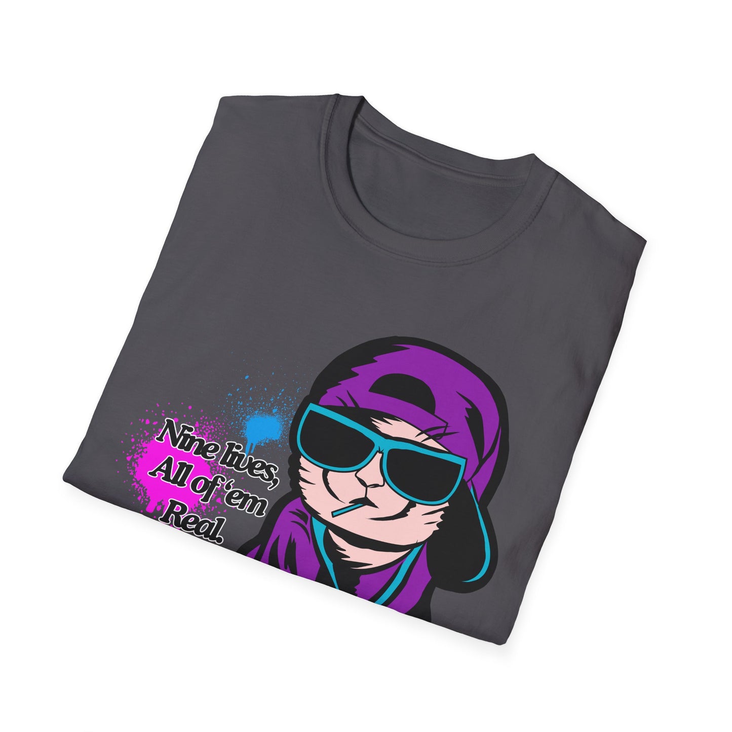 Nine Lives | Cool Cat | Adult Shirt | Teen Clothes | Cool Shirt | Funny Fashion | Trending | Birthday Gift | Unisex Softstyle T-Shirt