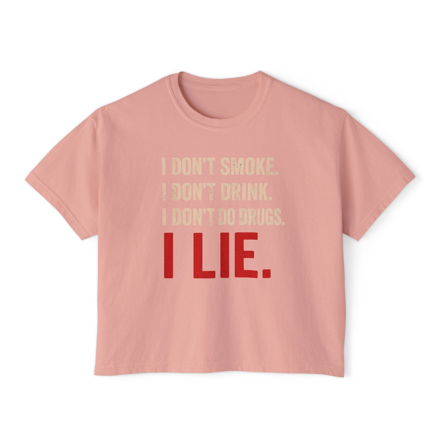 I Lie | Boxy Crop Tee - Trendy Casual Top, Festival Wear, Streetwear, Birthday Gift, Graphic Design Tee