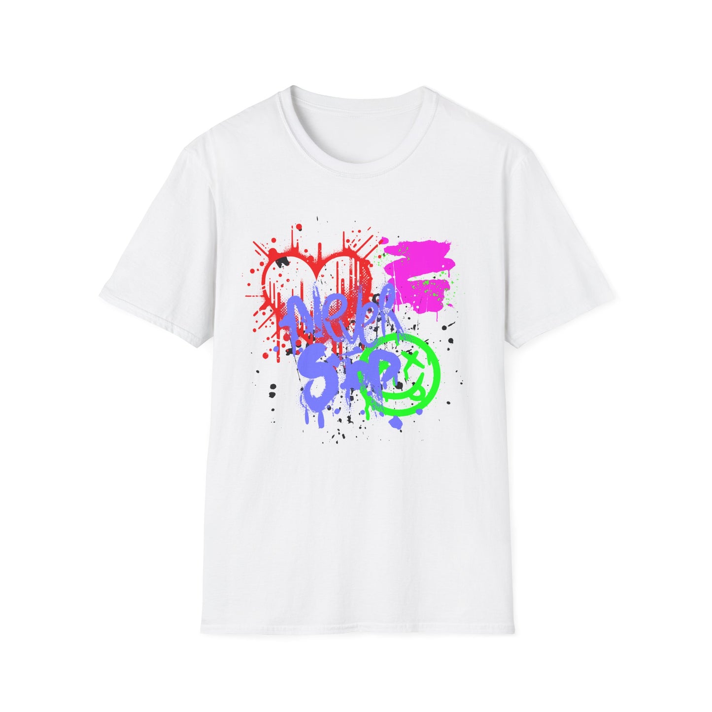 Never Stop | Colorful Kids Shirt | Cool Teen Shirt | Graffiti Fashion | Trending | Cool Design | Birthday Gift | Unisex Softstyle T-Shirt