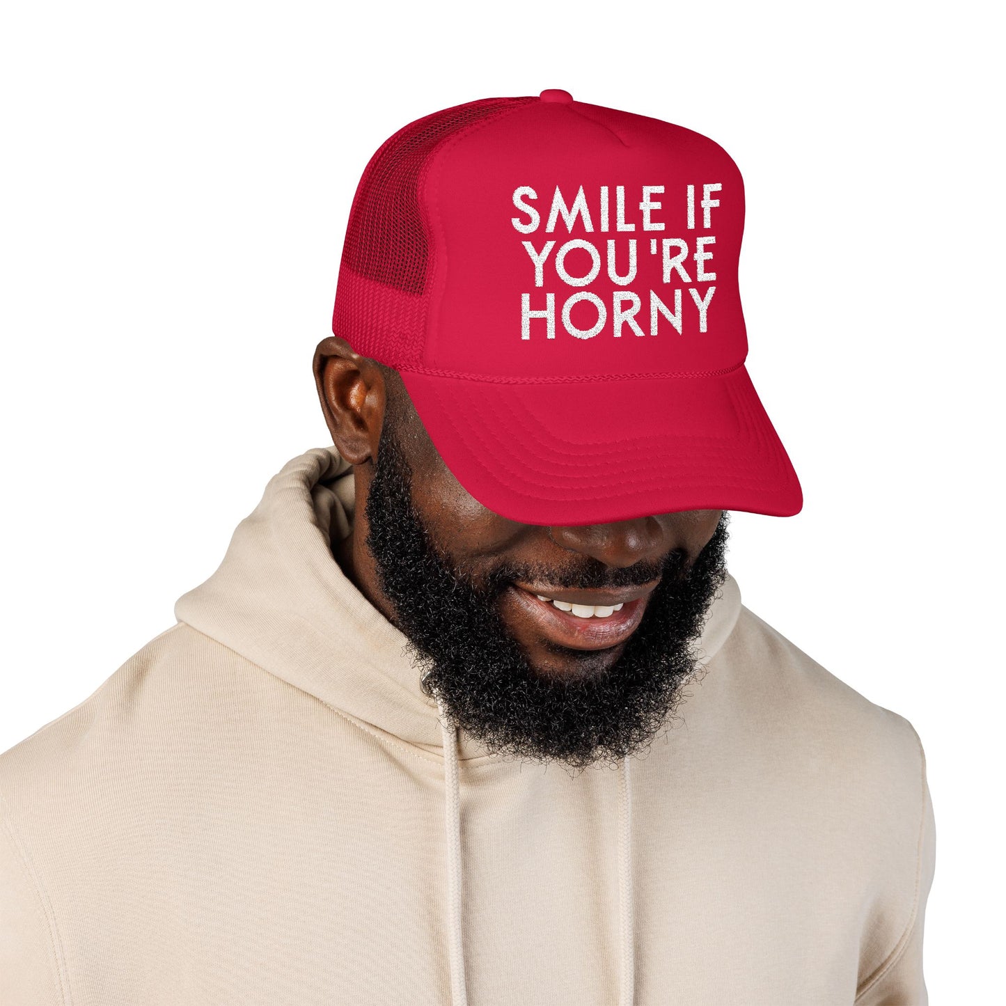 Smile If You're Horny - Embroidered 100% Polyester Hat | Funny Custom Headwear
