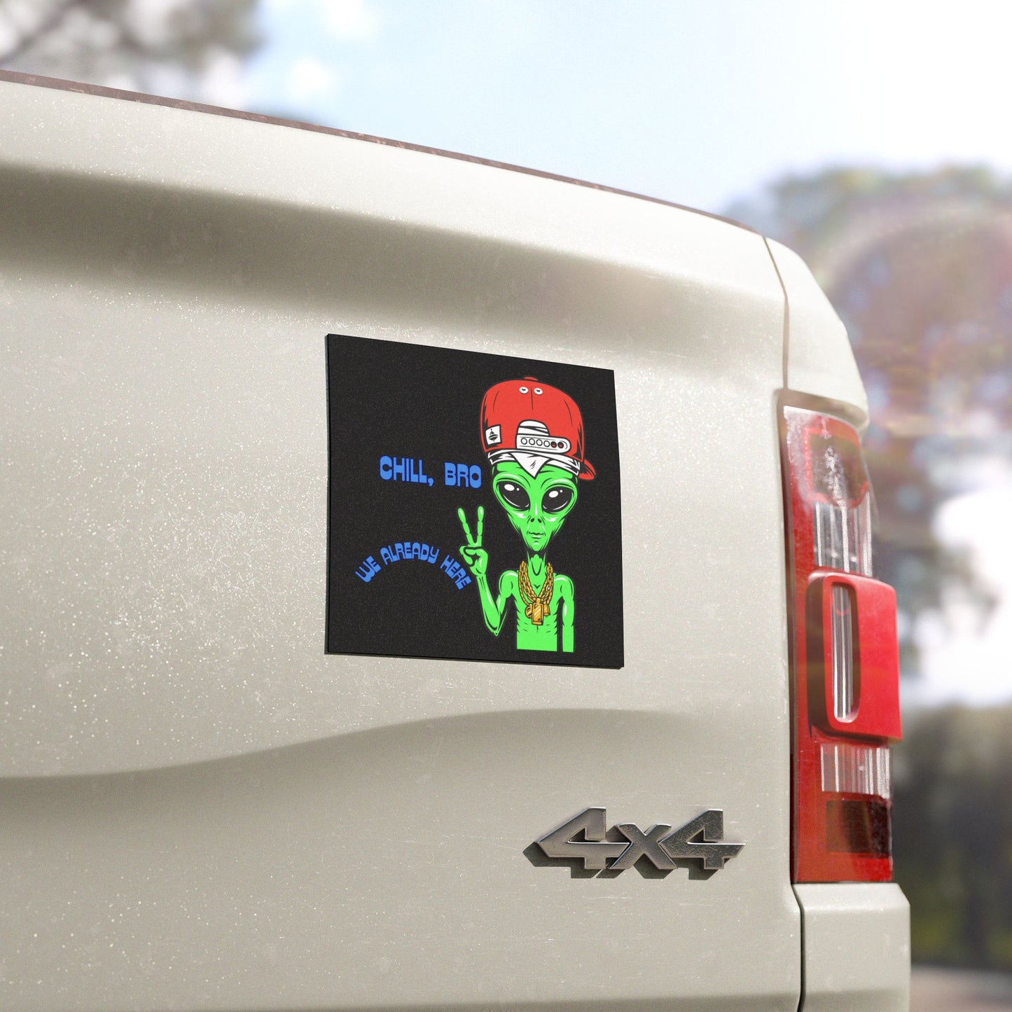 Chill Alien Funny Car Magnet | Cool Design | Eye Grabber | Car Accessory | Truck Decal | Truck Sticker | Unique Car Decal