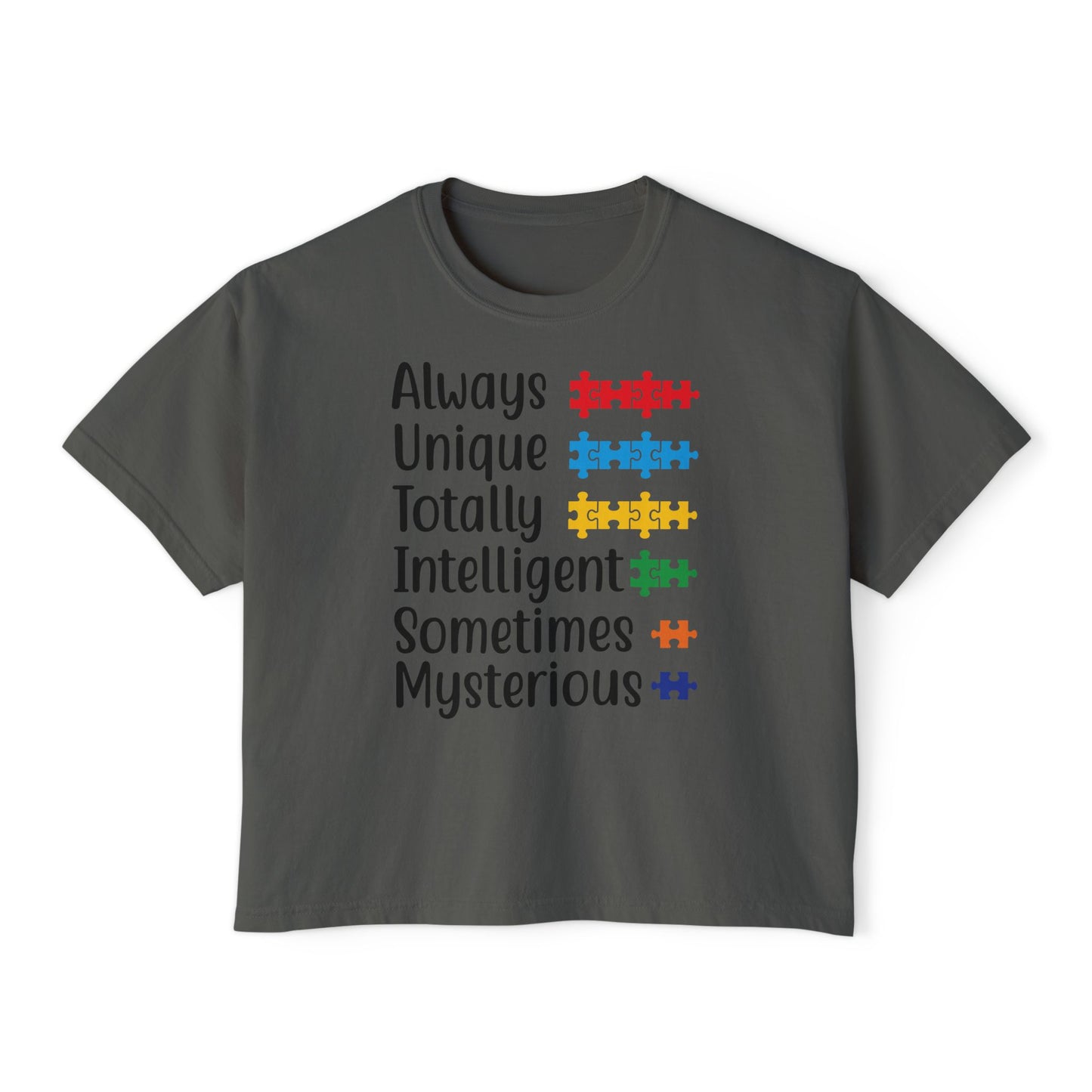 Autism | Boxy Crop Tee - Trendy Casual Top, Festival Wear, Streetwear, Birthday Gift, Graphic Design Tee