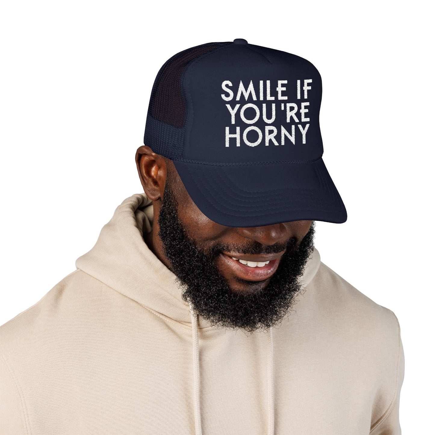 Smile If You're Horny - Embroidered 100% Polyester Hat | Funny Custom Headwear