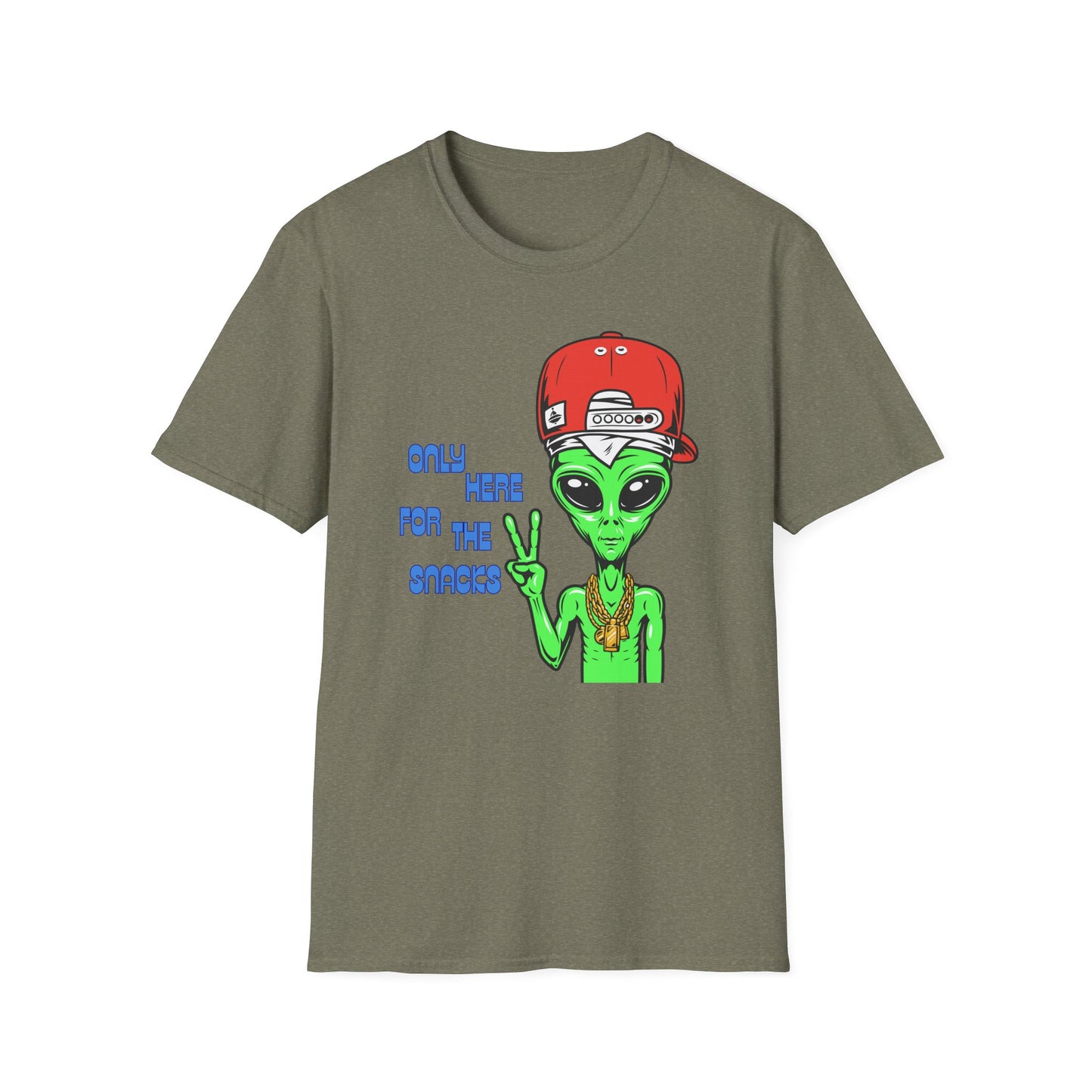 Only Here For The Snacks | Funny Alien Shirt | Cool Teen Shirt | Fashion | Trending | Cool Design | Birthday Gift | Unisex Softstyle T-Shirt