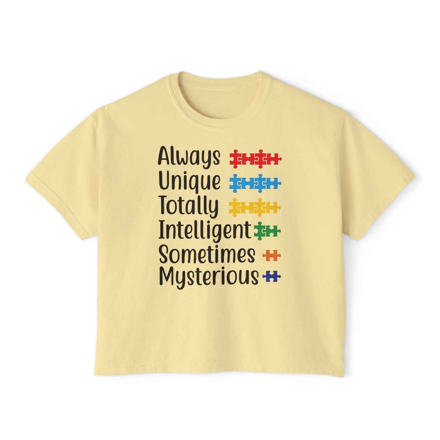 Autism | Boxy Crop Tee - Trendy Casual Top, Festival Wear, Streetwear, Birthday Gift, Graphic Design Tee