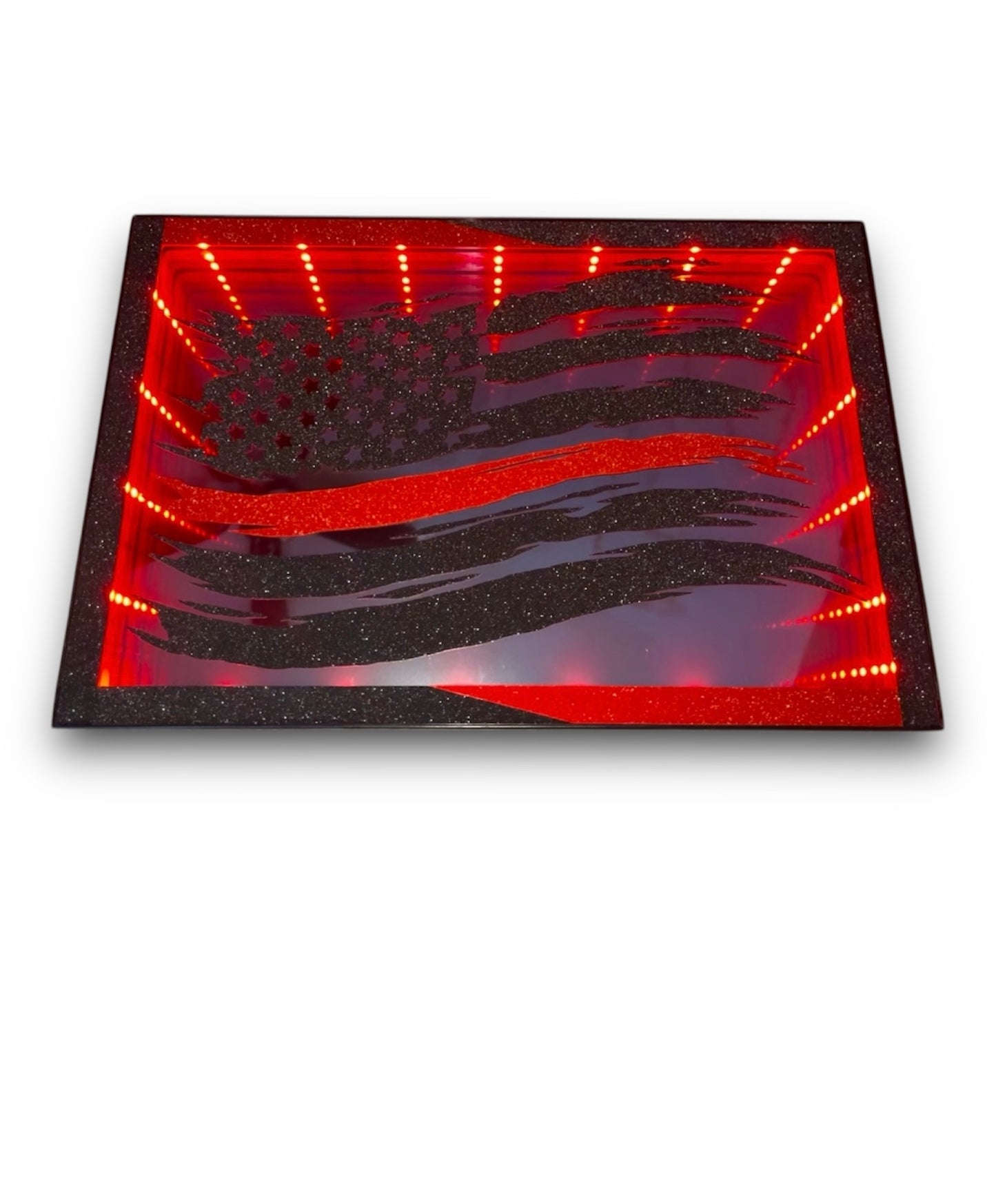Fire Fighter American Flag Red Line | LED Infinity Mirror Wall Art Home Décor