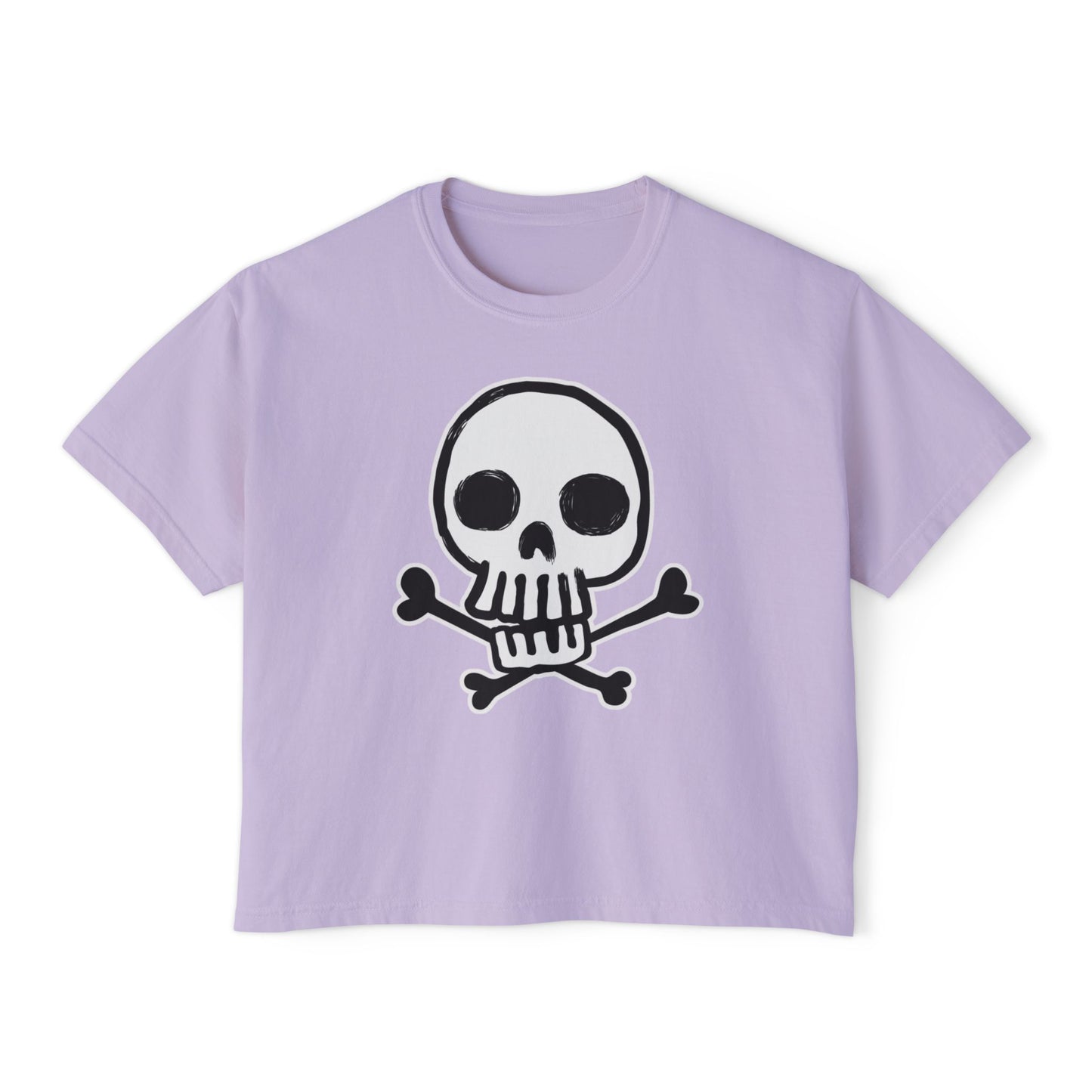 Skully | Boxy Crop Tee - Trendy Casual Top, Festival Wear, Streetwear, Birthday Gift, Graphic Design Tee