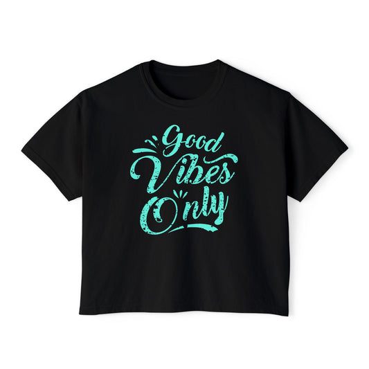 Good Vibes Only | Boxy Crop Tee - Trendy Casual Top, Festival Wear, Streetwear, Birthday Gift, Graphic Design Tee