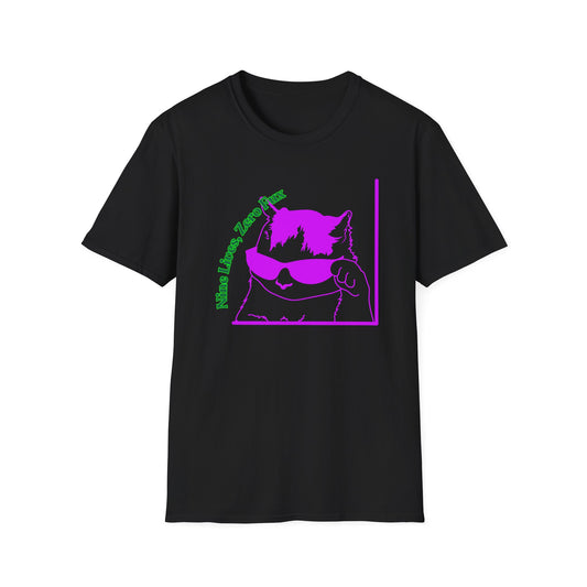 Nine Lives, Zero Regrets | Funny Cat Shirt | Fashion | Trending | Cool Design | Birthday Gift | Unisex Softstyle T-Shirt