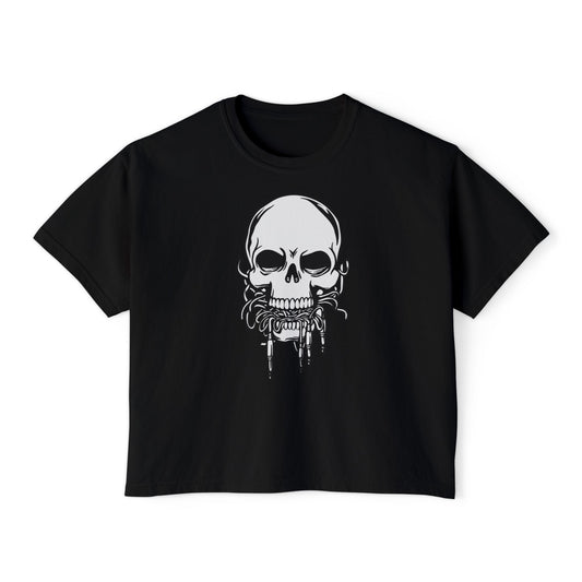 Death Musik | Boxy Crop Tee - Trendy Casual Top, Festival Wear, Streetwear, Birthday Gift, Graphic Design Tee