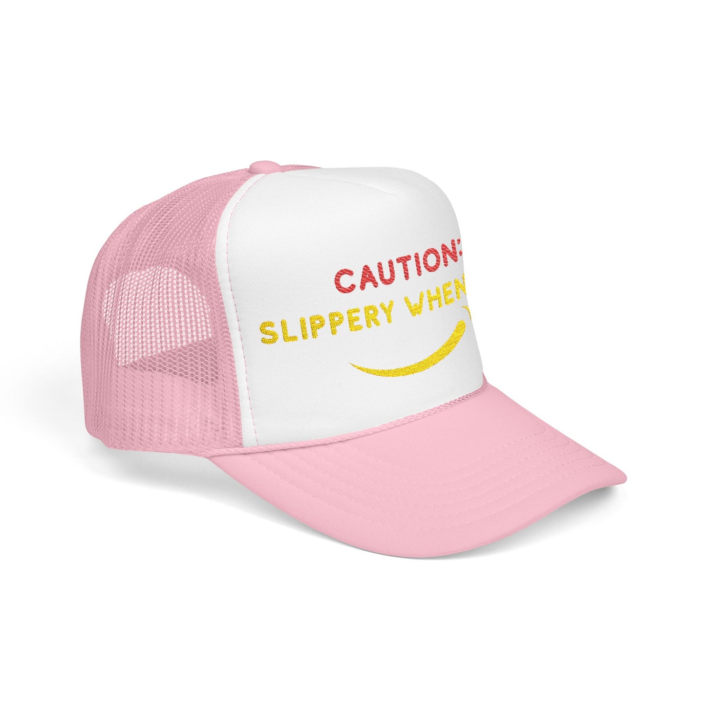 Caution: Slippery When Wet - Embroidered 100% Polyester Hat | Funny Custom Headwear