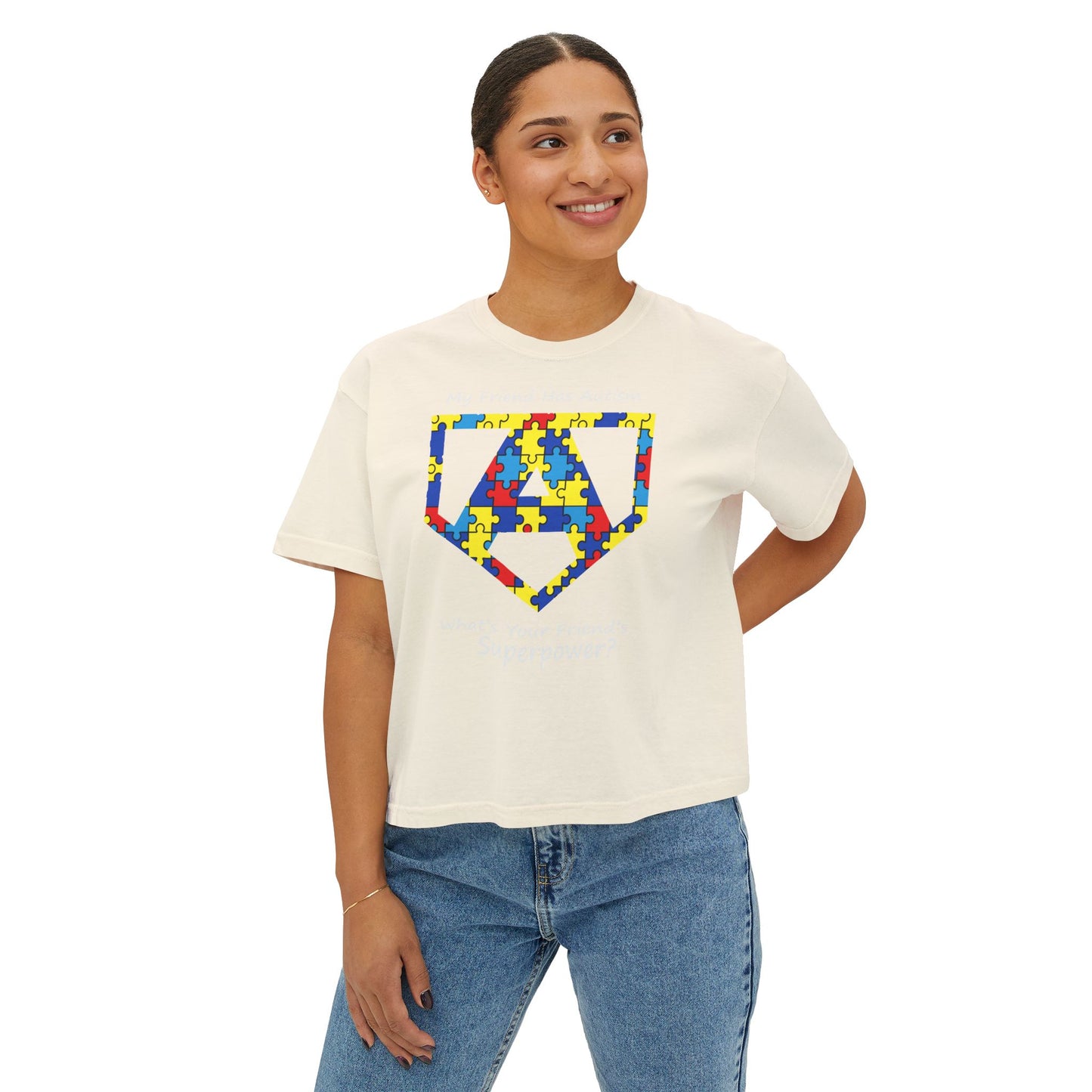 What's Your Friend's Superpower | Boxy Crop Tee - Trendy Casual Top, Festival Wear, Streetwear, Birthday Gift, Graphic Design Tee