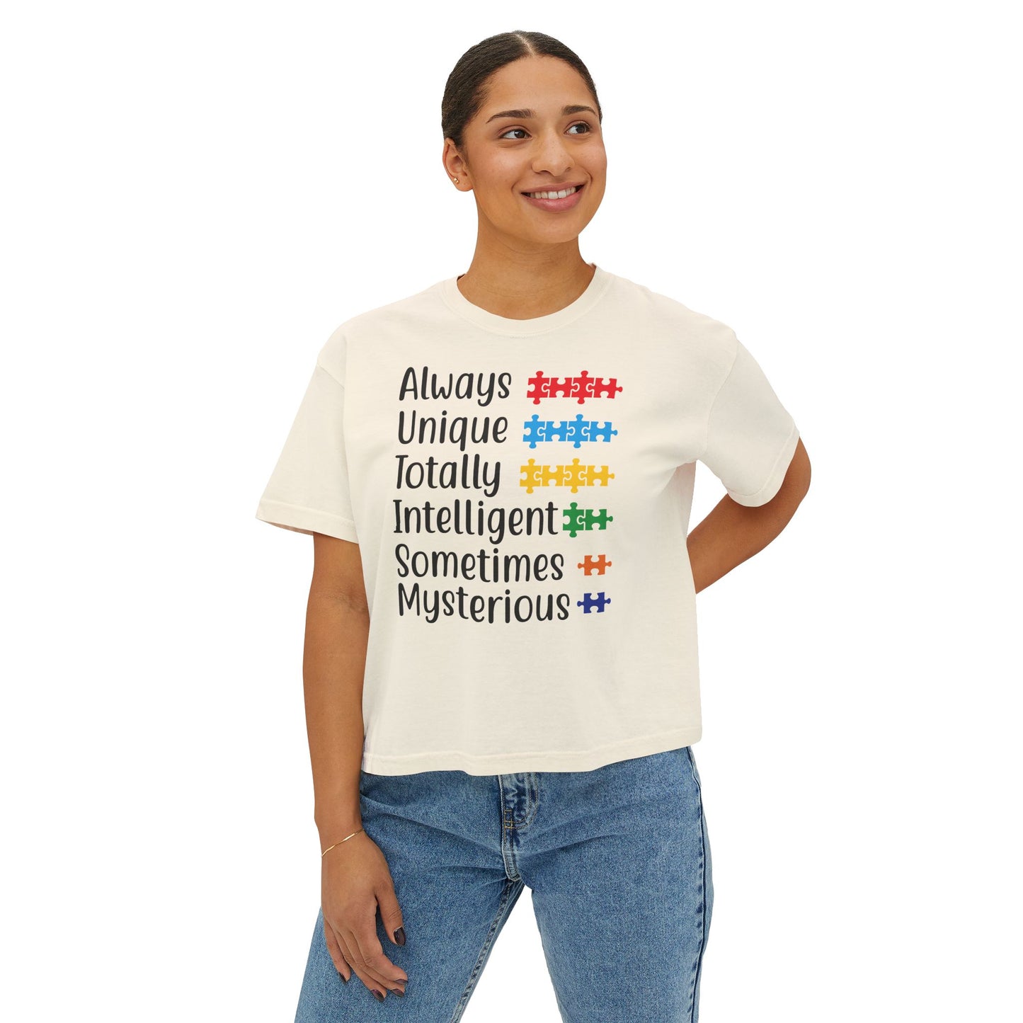 Autism | Boxy Crop Tee - Trendy Casual Top, Festival Wear, Streetwear, Birthday Gift, Graphic Design Tee