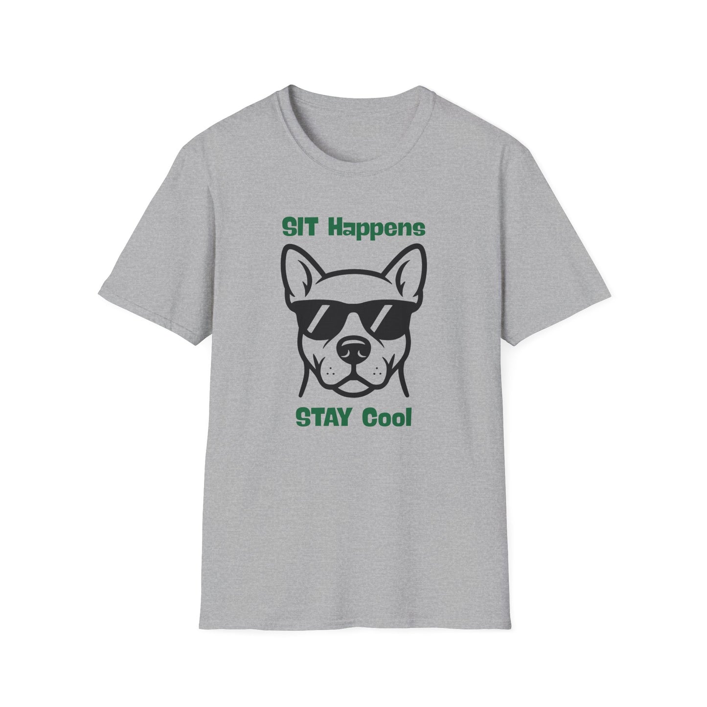 SIT Happens | Funny Dog Shirt | Fashion | Trending | Dog Lover | Cool Design | Birthday Gift | Unisex Softstyle T-Shirt