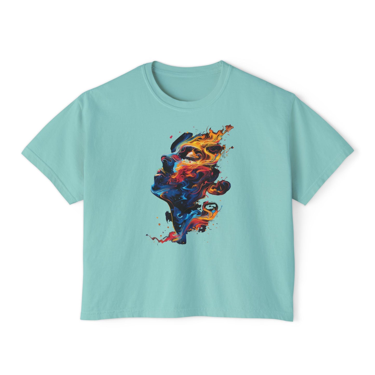 Her Burning Soul | Boxy Crop Tee - Trendy Casual Top, Festival Wear, Streetwear, Birthday Gift, Graphic Design Tee