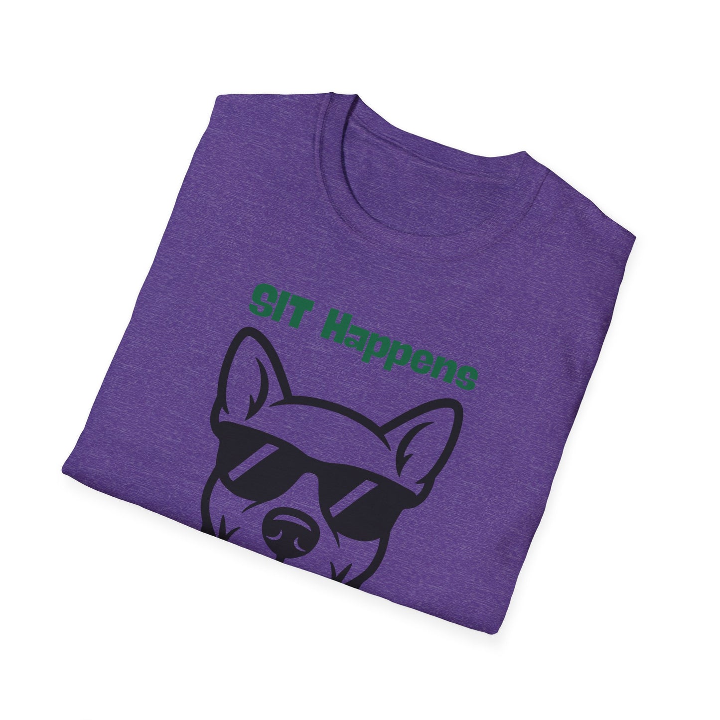 SIT Happens | Funny Dog Shirt | Fashion | Trending | Dog Lover | Cool Design | Birthday Gift | Unisex Softstyle T-Shirt