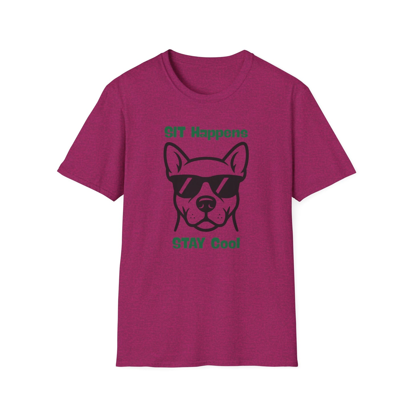 SIT Happens | Funny Dog Shirt | Fashion | Trending | Dog Lover | Cool Design | Birthday Gift | Unisex Softstyle T-Shirt