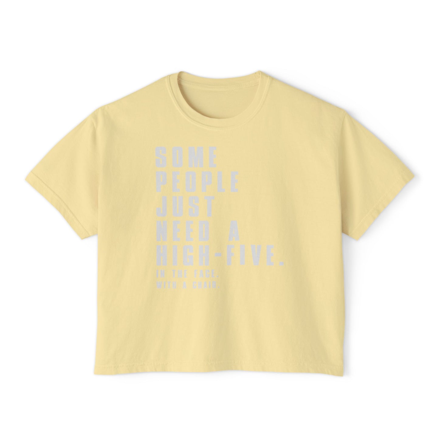 Some People Just Need A High-Five | Boxy Crop Tee - Trendy Casual Top, Festival Wear, Streetwear, Birthday Gift, Graphic Design Tee