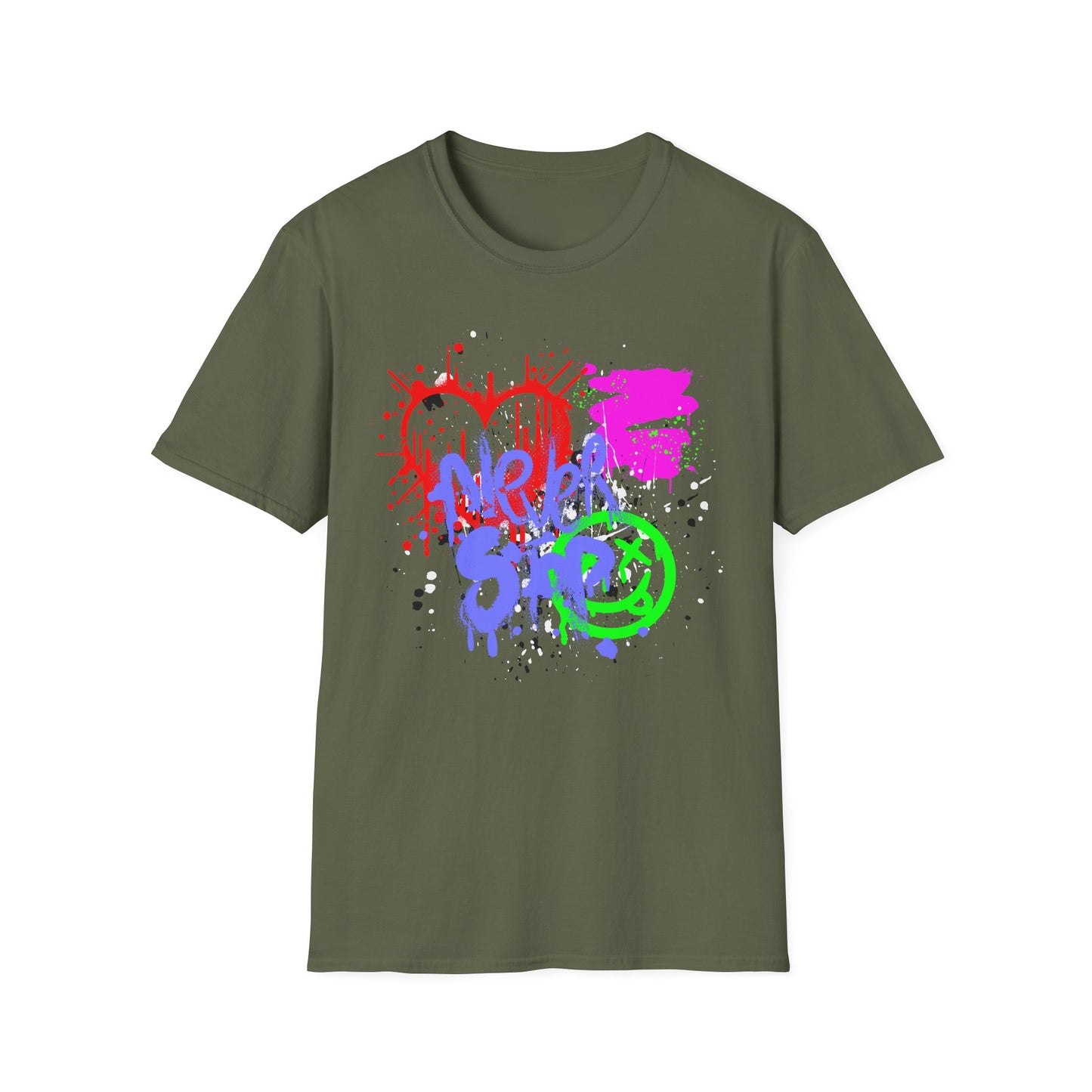 Never Stop | Colorful Kids Shirt | Cool Teen Shirt | Graffiti Fashion | Trending | Cool Design | Birthday Gift | Unisex Softstyle T-Shirt