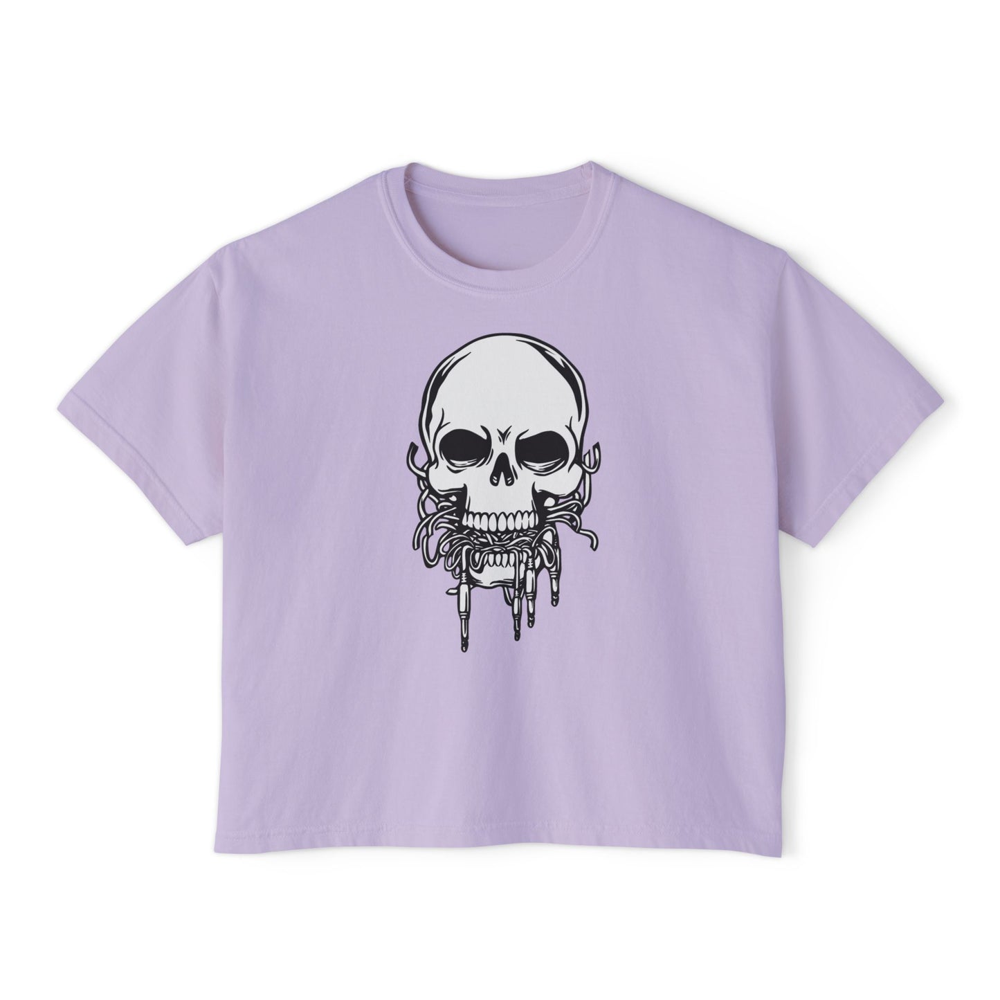 Death Musik | Boxy Crop Tee - Trendy Casual Top, Festival Wear, Streetwear, Birthday Gift, Graphic Design Tee