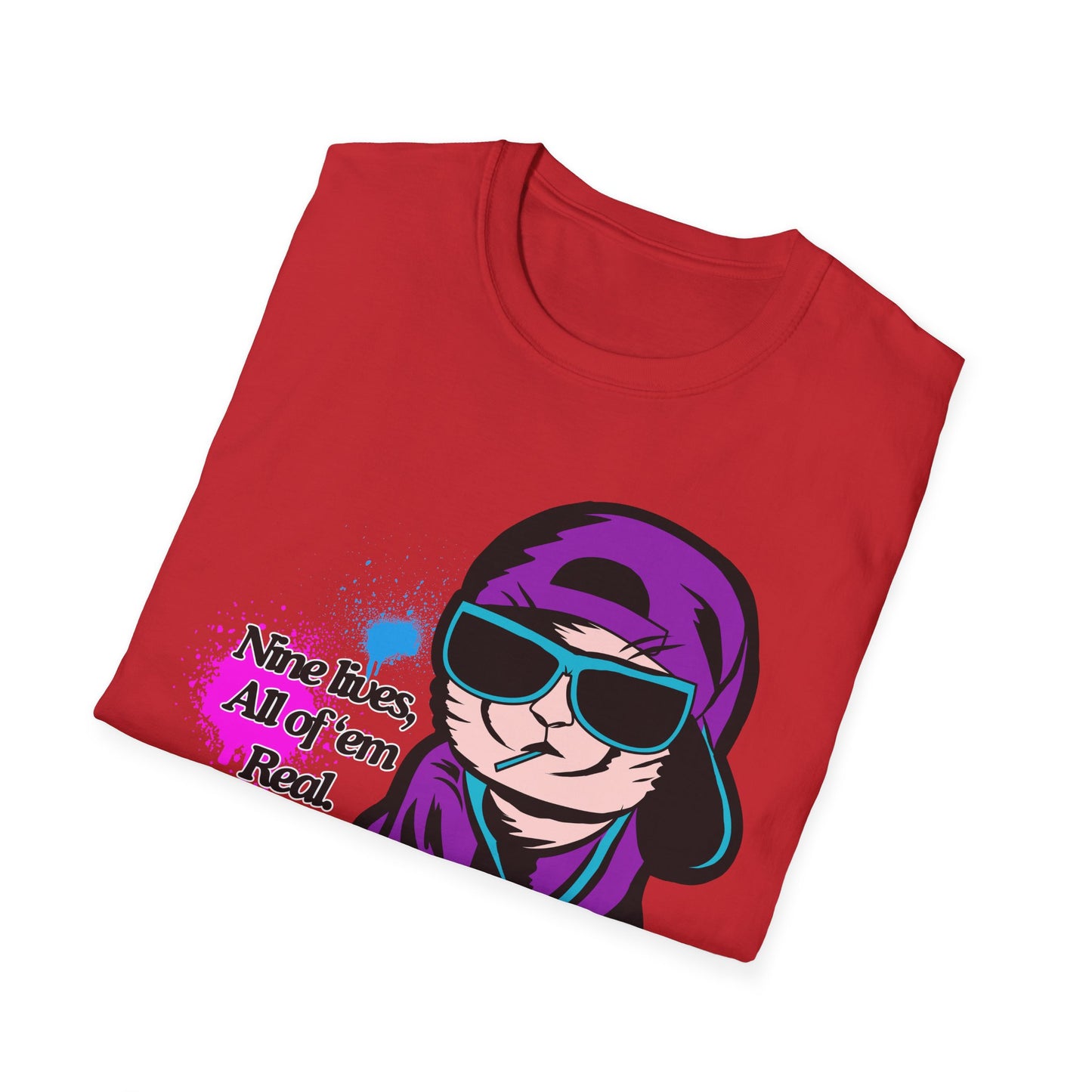 Nine Lives | Cool Cat | Adult Shirt | Teen Clothes | Cool Shirt | Funny Fashion | Trending | Birthday Gift | Unisex Softstyle T-Shirt