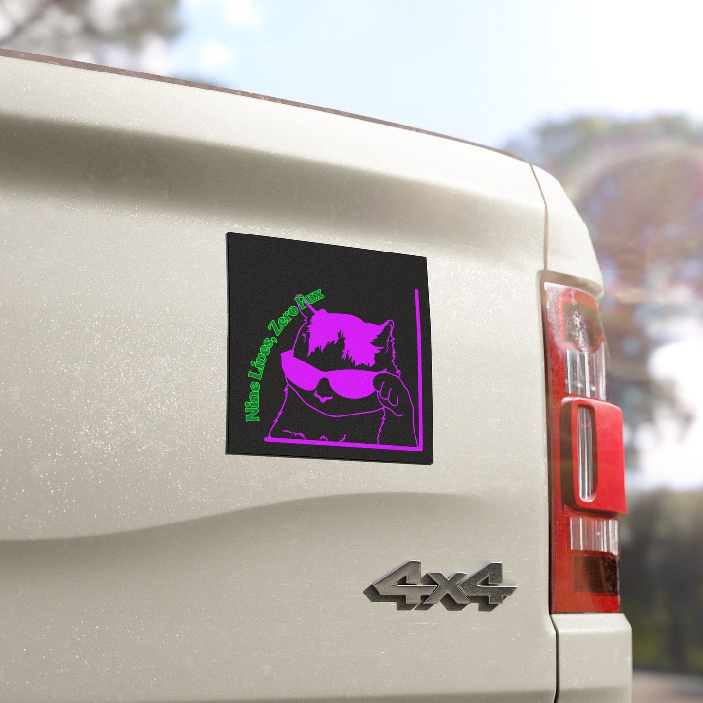 Nine Lives Zero Fux | Funny Cat Car Magnet | Cool Design | Eye Grabber | Car Accessory | Truck Decal | Truck Sticker | Unique Car Decal