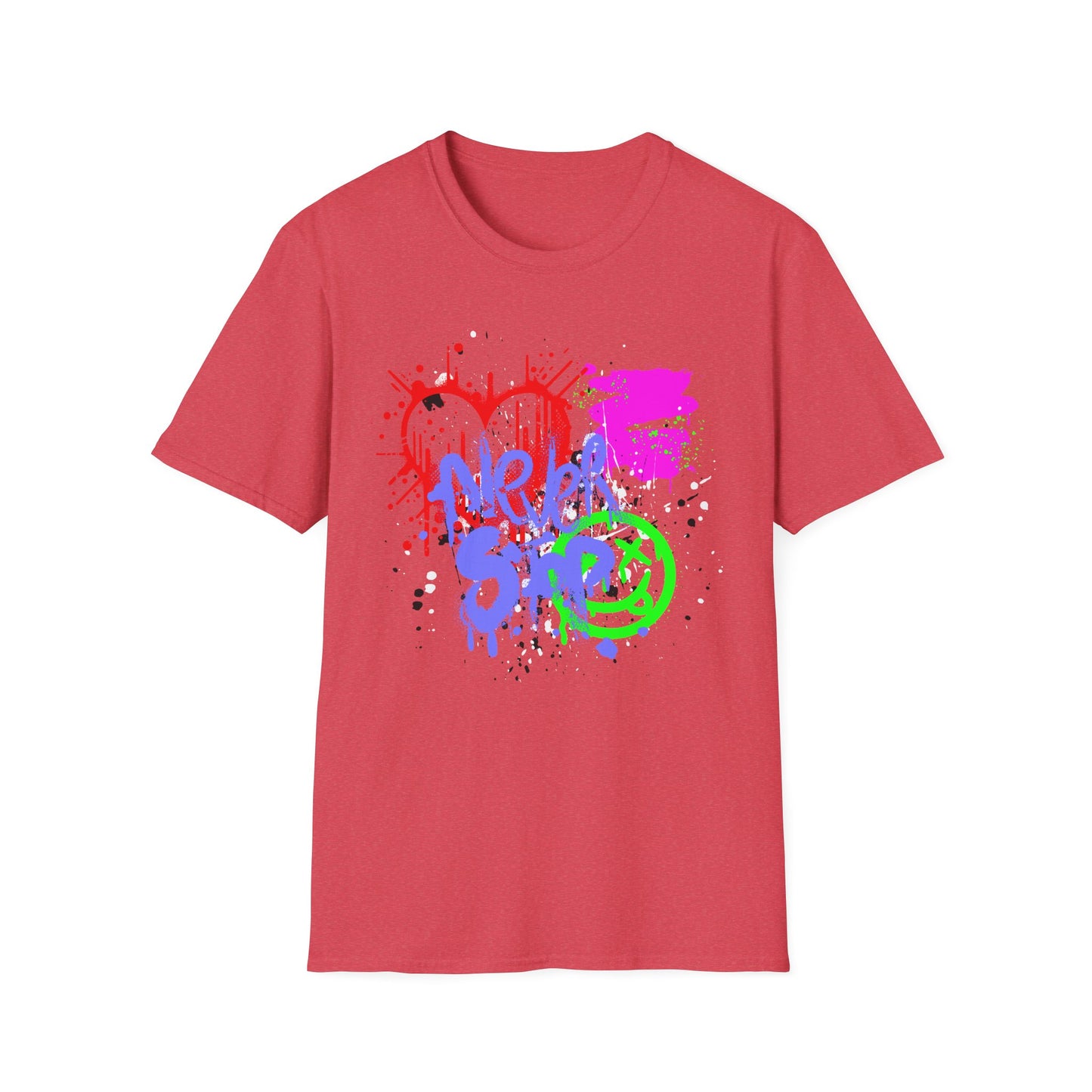 Never Stop | Colorful Kids Shirt | Cool Teen Shirt | Graffiti Fashion | Trending | Cool Design | Birthday Gift | Unisex Softstyle T-Shirt