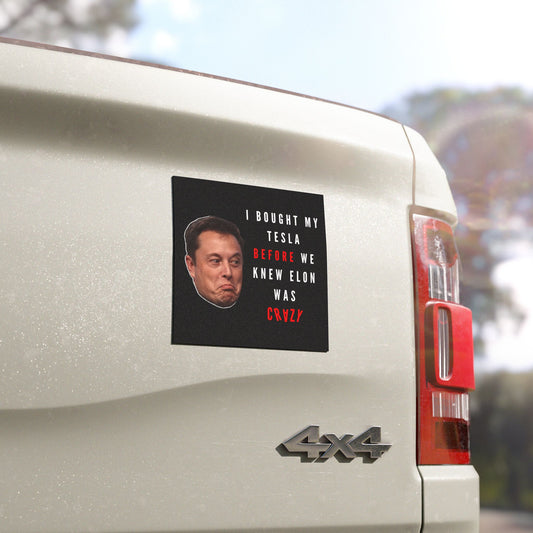 Crazy Elon | Tesla Cyber Truck Car Magnet | Eye Grabber | Car Accessory | Truck Decal | Truck Sticker | Unique Car Decal
