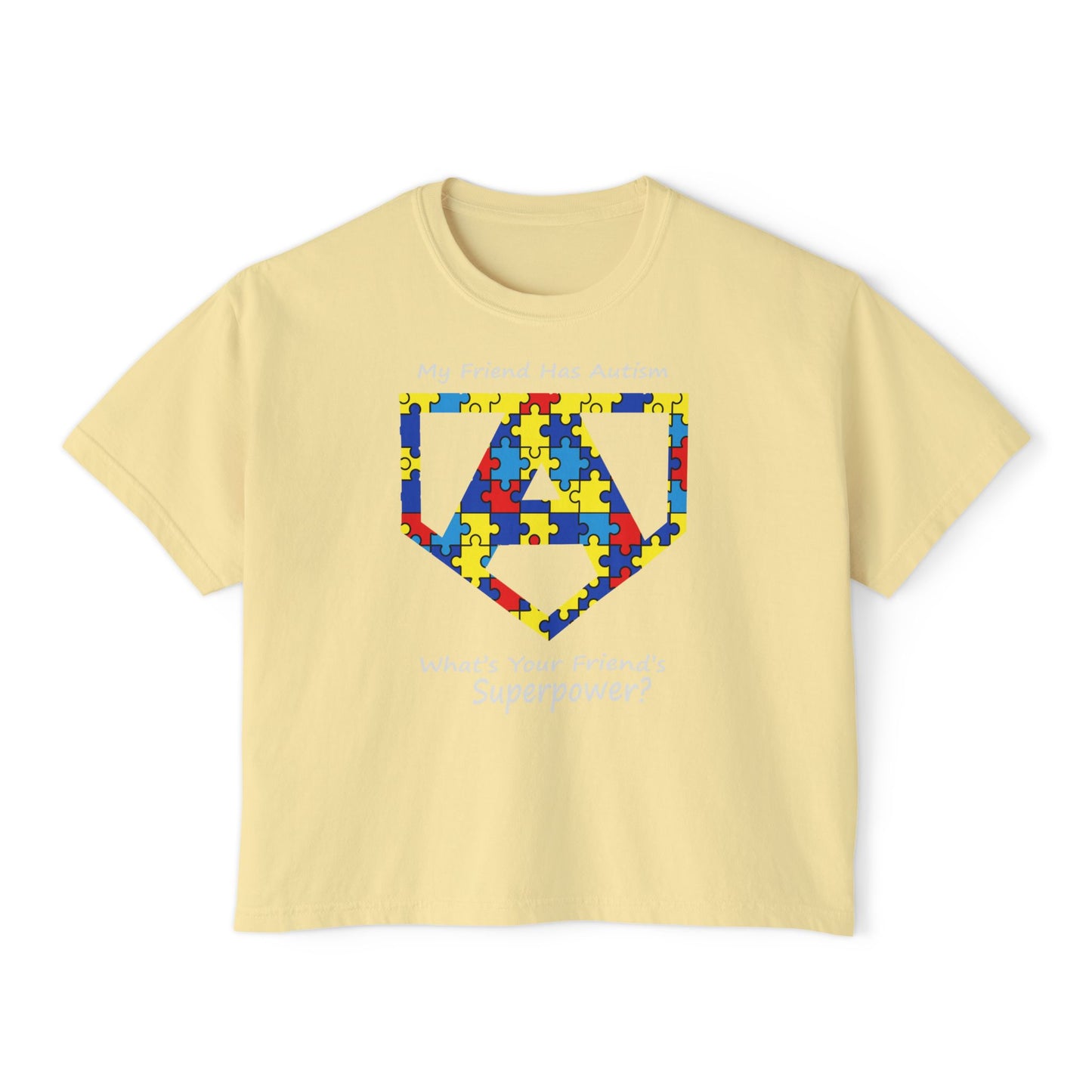 What's Your Friend's Superpower | Boxy Crop Tee - Trendy Casual Top, Festival Wear, Streetwear, Birthday Gift, Graphic Design Tee