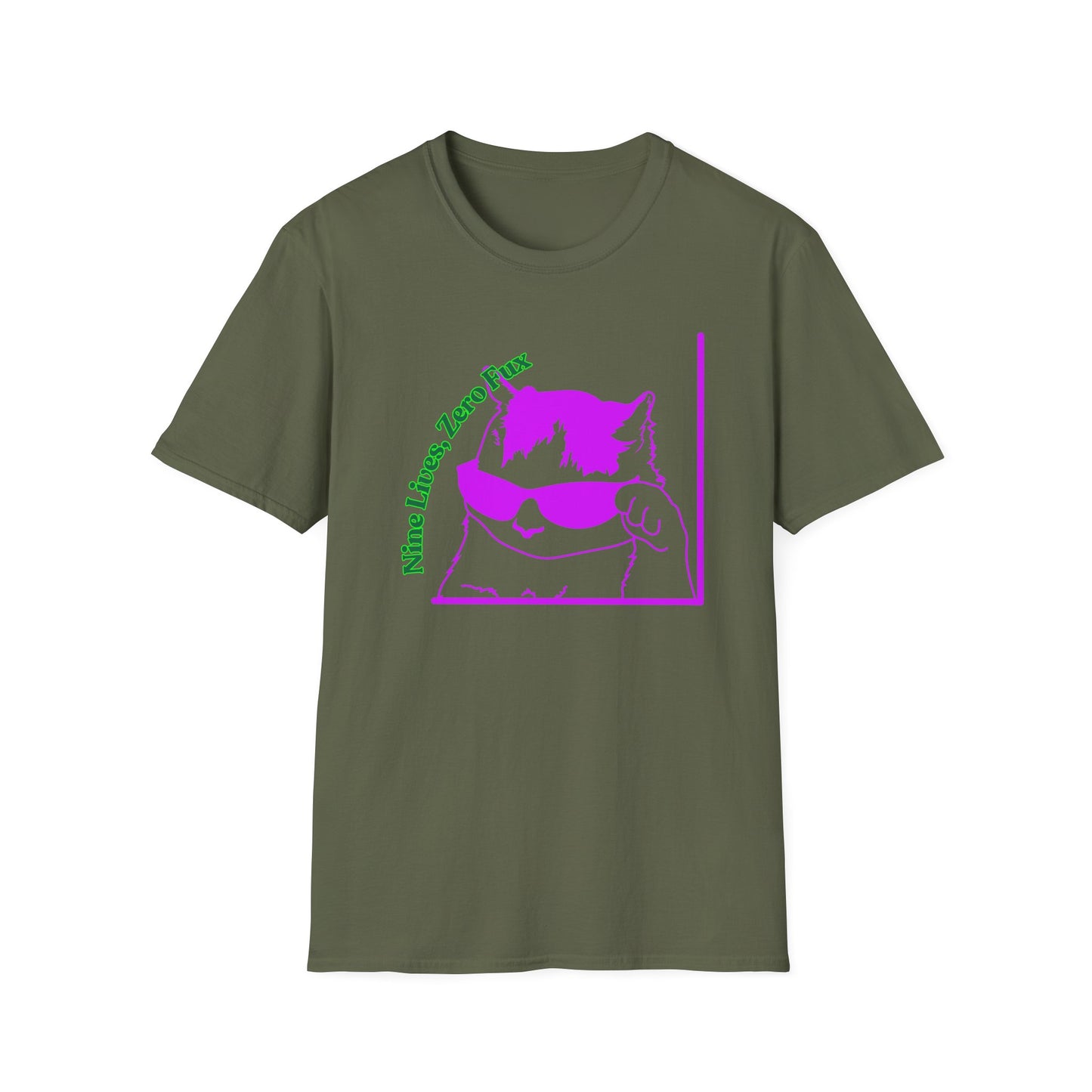 Nine Lives, Zero Regrets | Funny Cat Shirt | Fashion | Trending | Cool Design | Birthday Gift | Unisex Softstyle T-Shirt