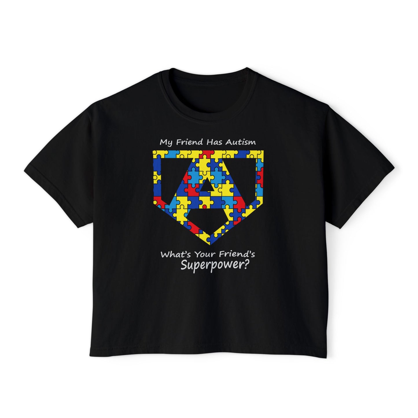 What's Your Friend's Superpower | Boxy Crop Tee - Trendy Casual Top, Festival Wear, Streetwear, Birthday Gift, Graphic Design Tee