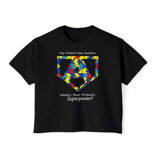 What's Your Friend's Superpower | Boxy Crop Tee - Trendy Casual Top, Festival Wear, Streetwear, Birthday Gift, Graphic Design Tee