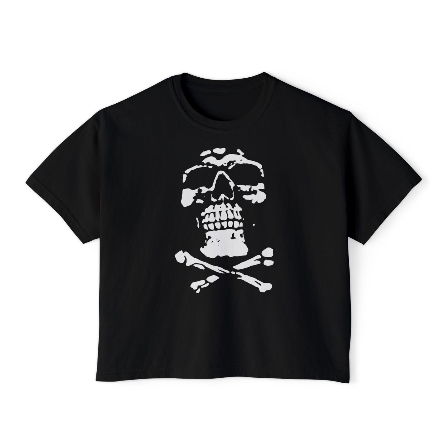 Skull Boxy Crop Tee - Trendy Casual Top for Grunge Lovers, Festival Wear, Perfect for Summer, Birthday Gift, Skull Design Tee