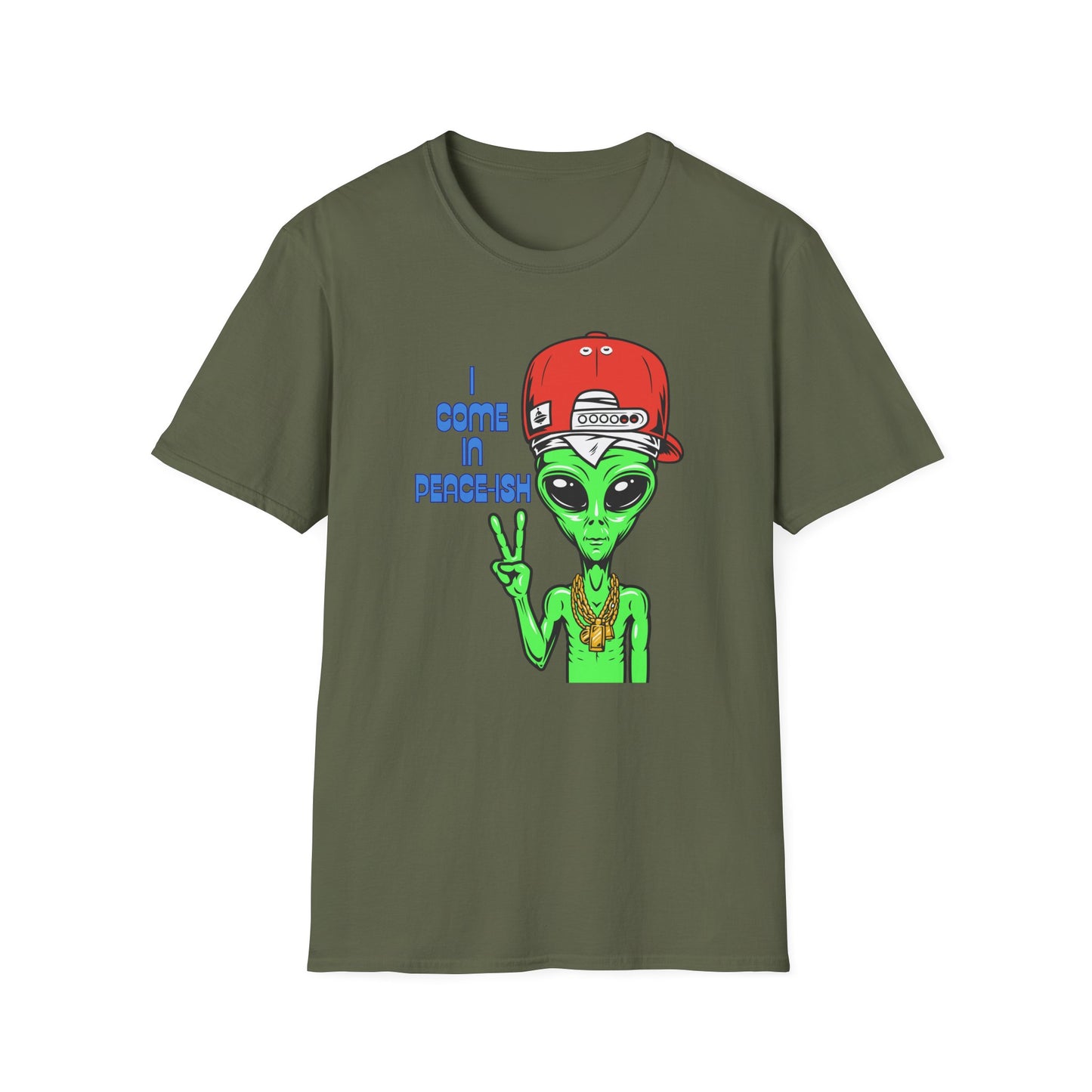 I Come In Peace-ish | Colorful Funny Shirt | Cool Teen Shirt | Fashion | Trending | Alien Shirt | Birthday Gift | Unisex Softstyle T-Shirt